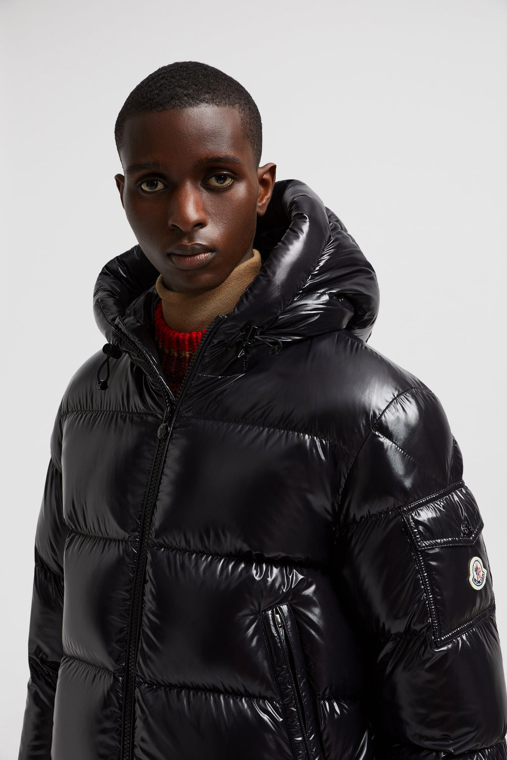Ecrins jacket, shiny nylon jacket, Moncler outerwear, black nylon jacket, Fall-Winter 2024 fashion