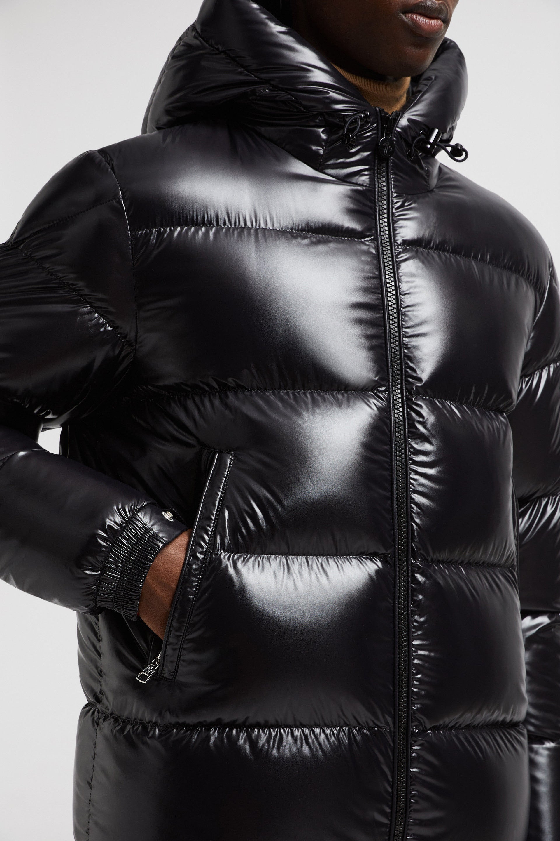 Ecrins jacket, shiny nylon jacket, Moncler outerwear, black nylon jacket, Fall-Winter 2024 fashion