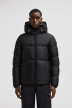 Moncler, puffer jacket, black nylon jacket, winter fashion, luxury outerwear