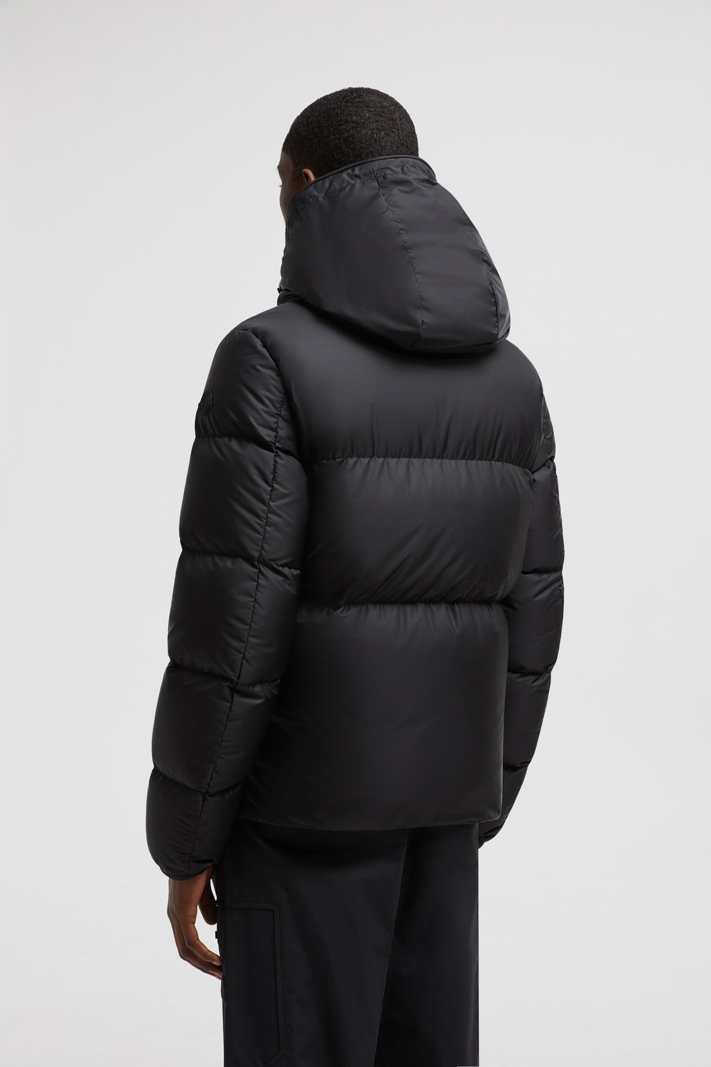 Moncler, puffer jacket, black nylon jacket, winter fashion, luxury outerwear