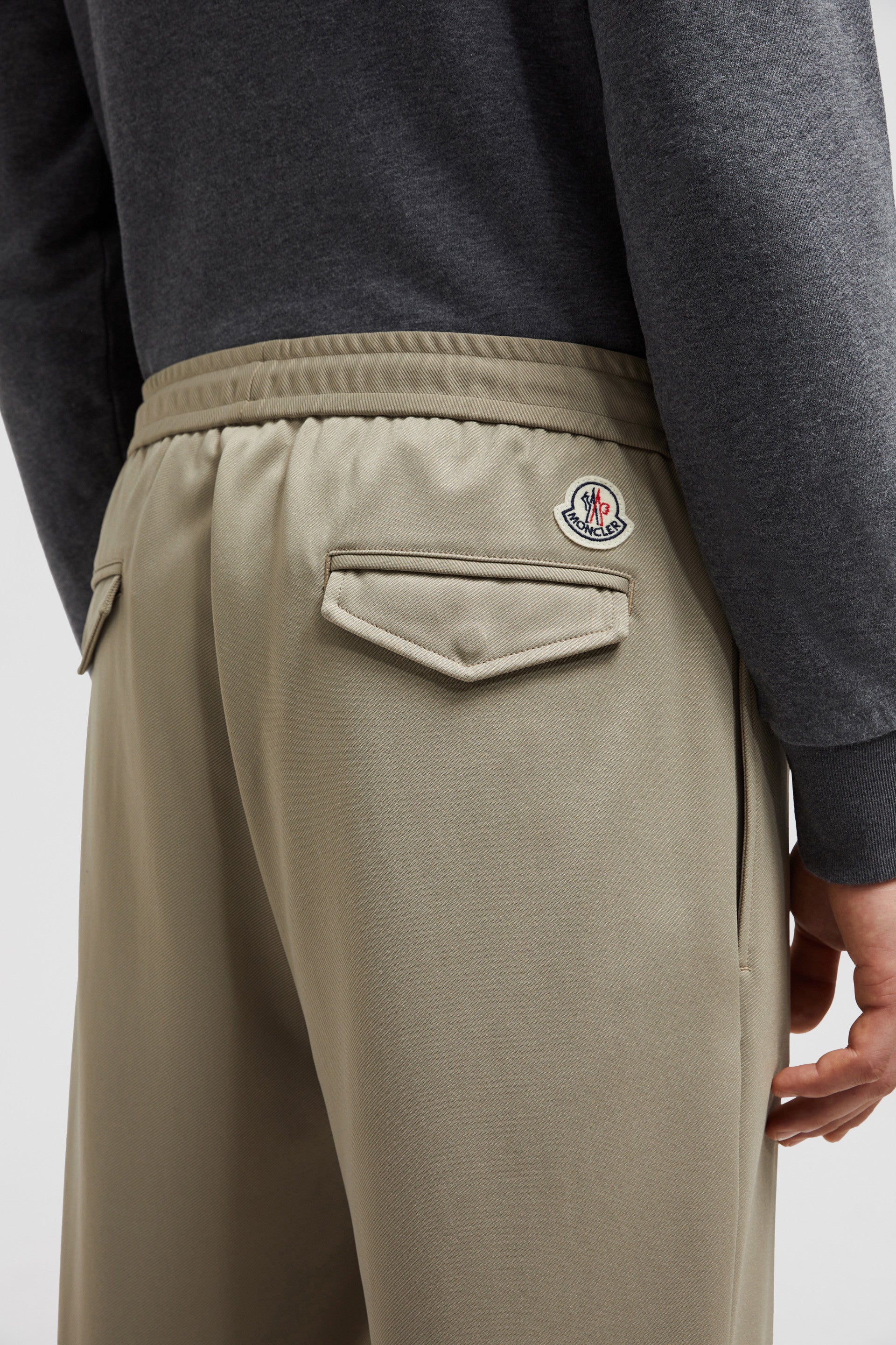 beige joggers, nylon pants, luxury loungewear, Moncler joggers, Autumn-Winter 2024