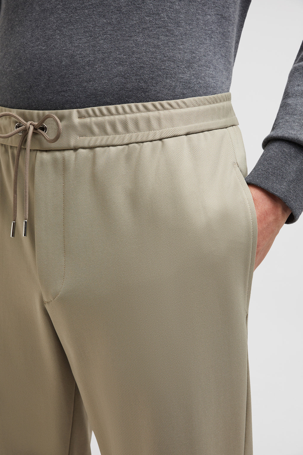 beige joggers, nylon pants, luxury loungewear, Moncler joggers, Autumn-Winter 2024