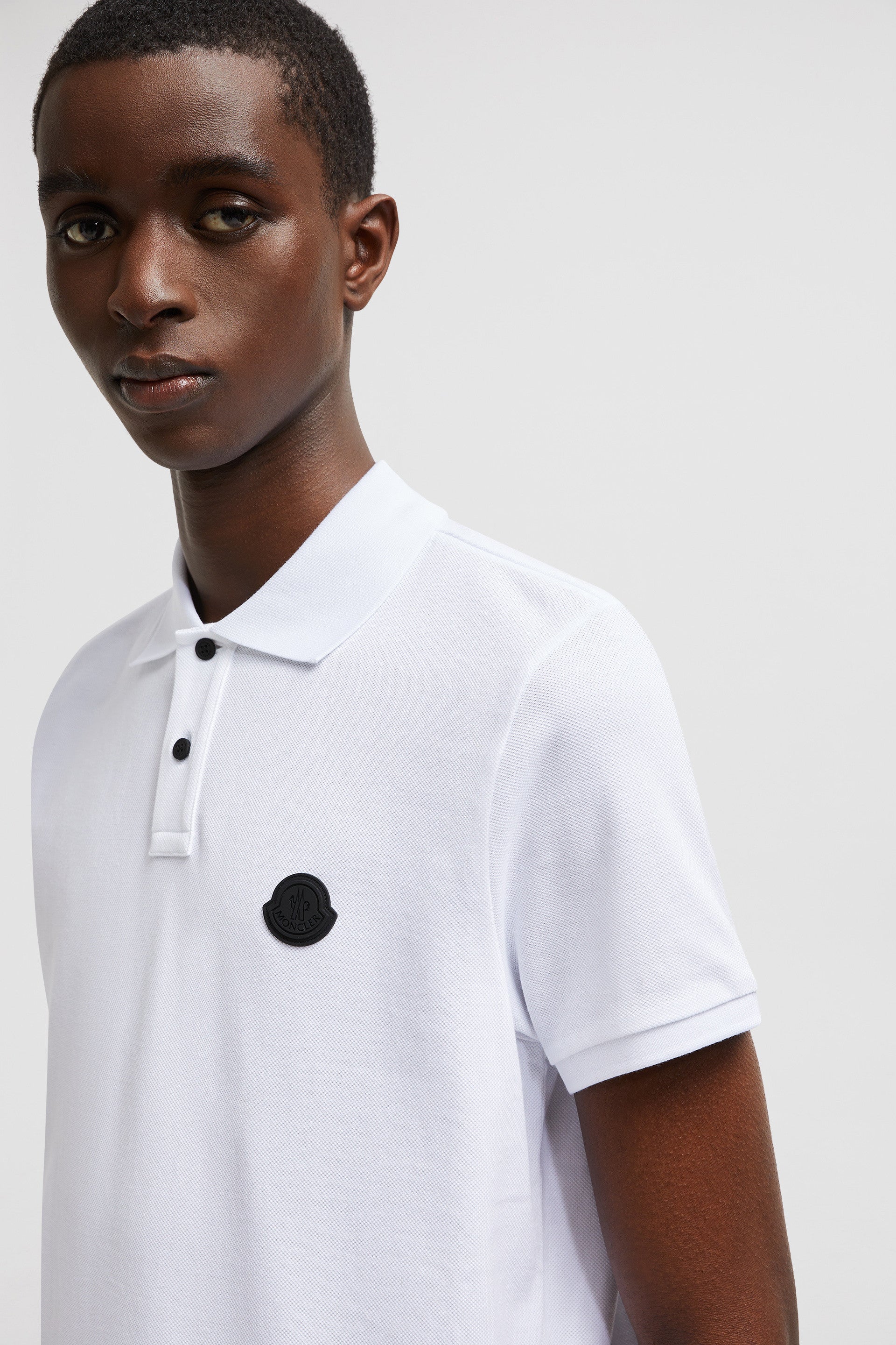 White Polo, Moncler, Logo Shirt, Luxury Cotton Polo, Autumn-Winter 2024 Fashion