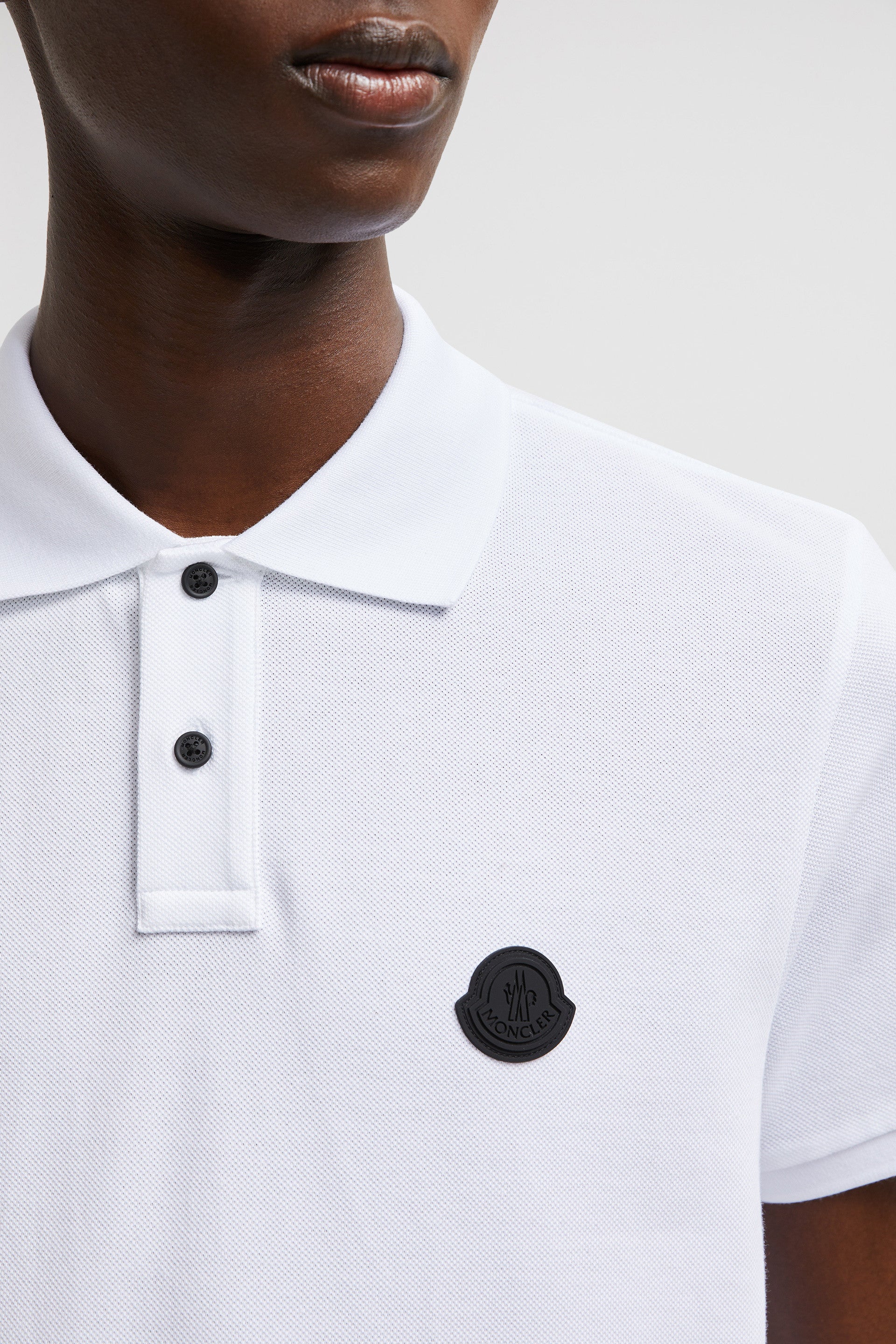 White Polo, Moncler, Logo Shirt, Luxury Cotton Polo, Autumn-Winter 2024 Fashion