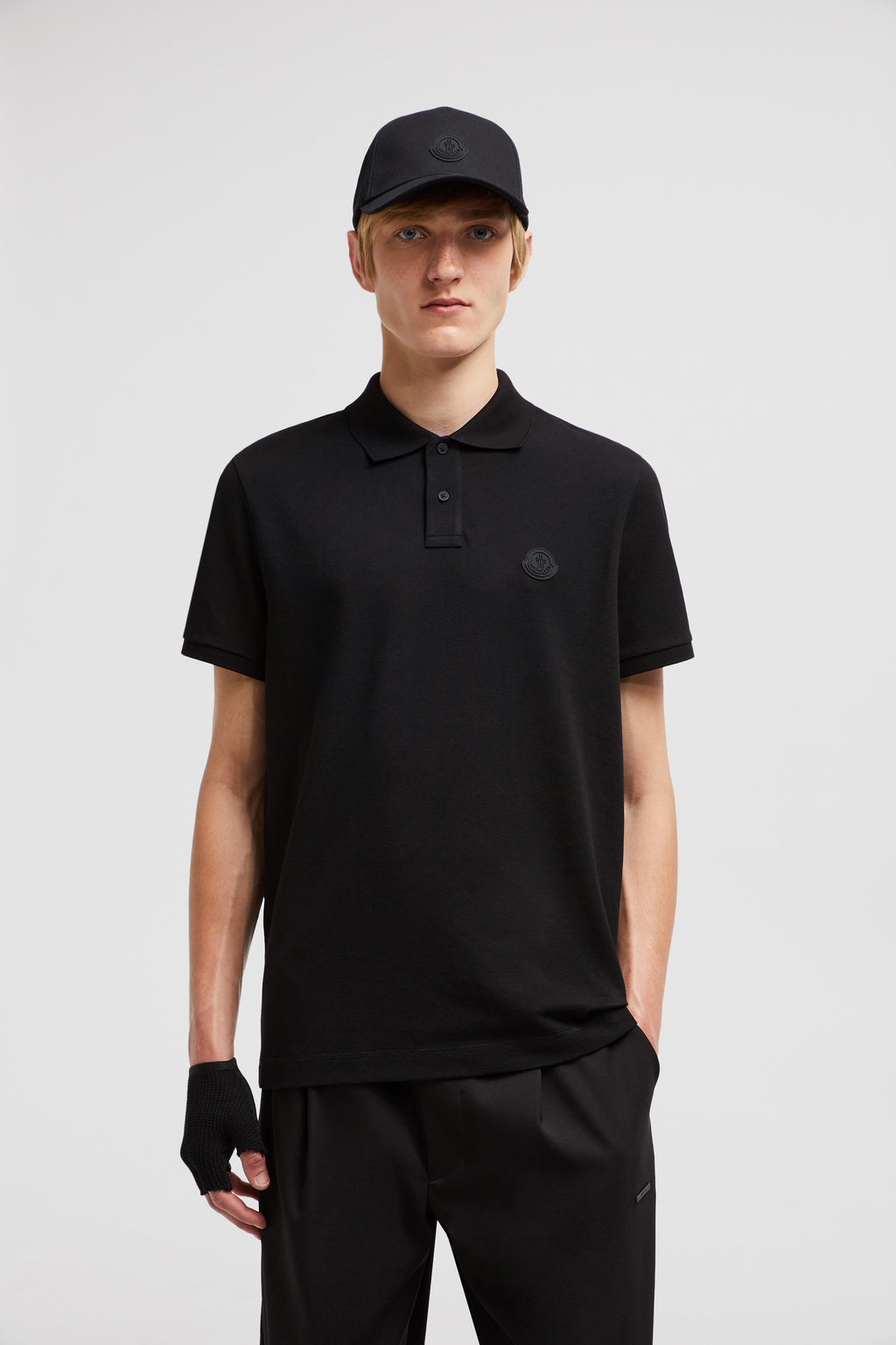 Moncler polo, black cotton polo, luxury men's polo, designer polo, Autumn-Winter 2024 fashion