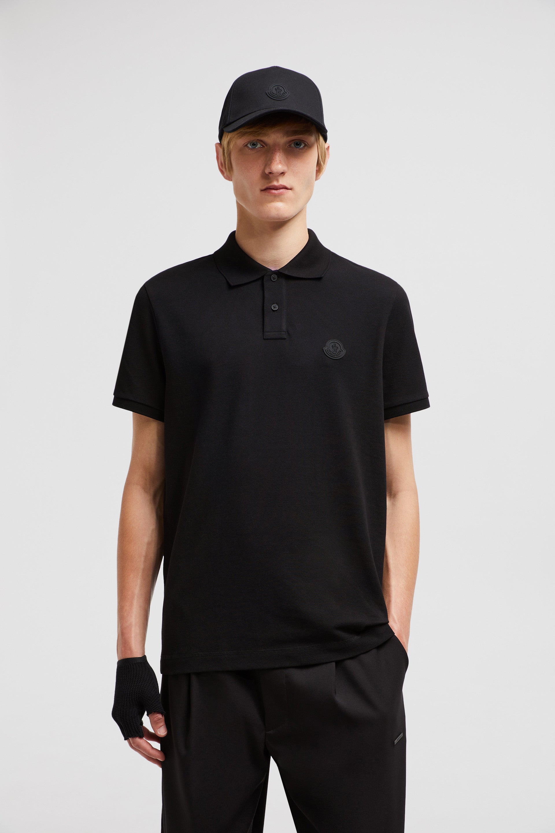 Moncler polo, black cotton polo, luxury men's polo, designer polo, Autumn-Winter 2024 fashion