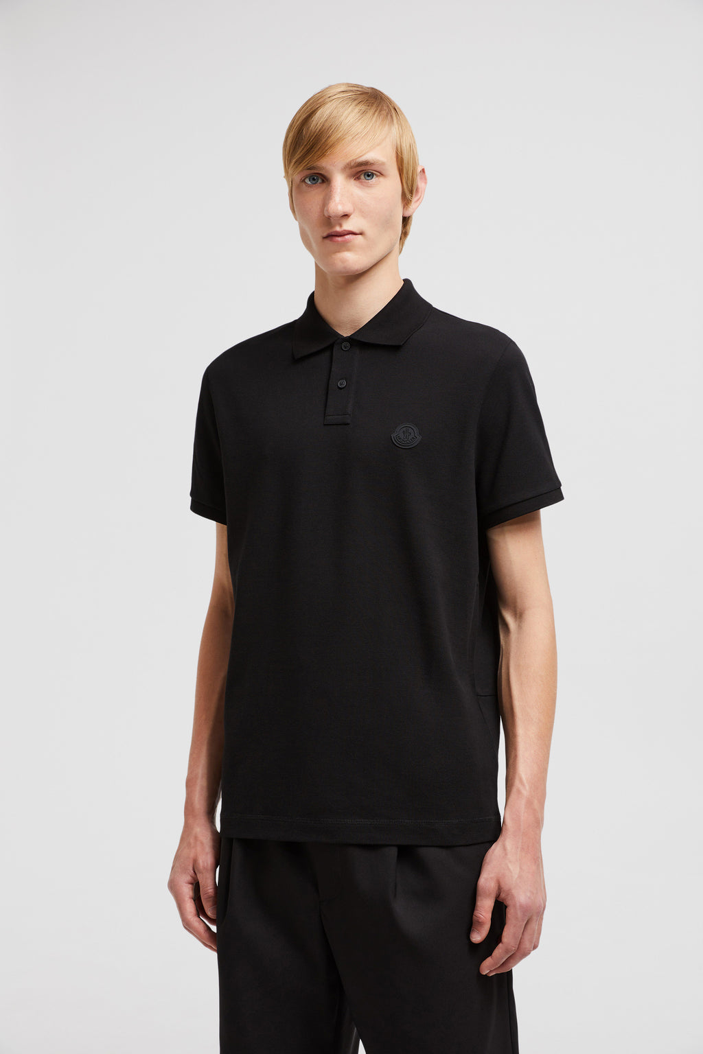 Moncler polo, black cotton polo, luxury men's polo, designer polo, Autumn-Winter 2024 fashion