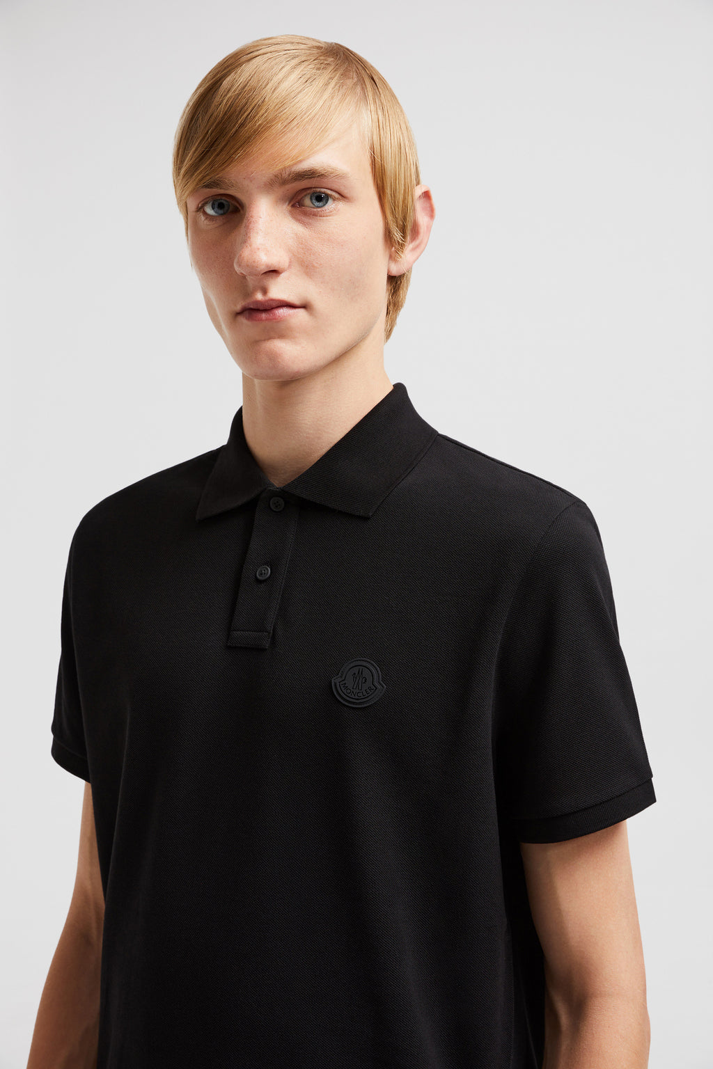 Moncler polo, black cotton polo, luxury men's polo, designer polo, Autumn-Winter 2024 fashion