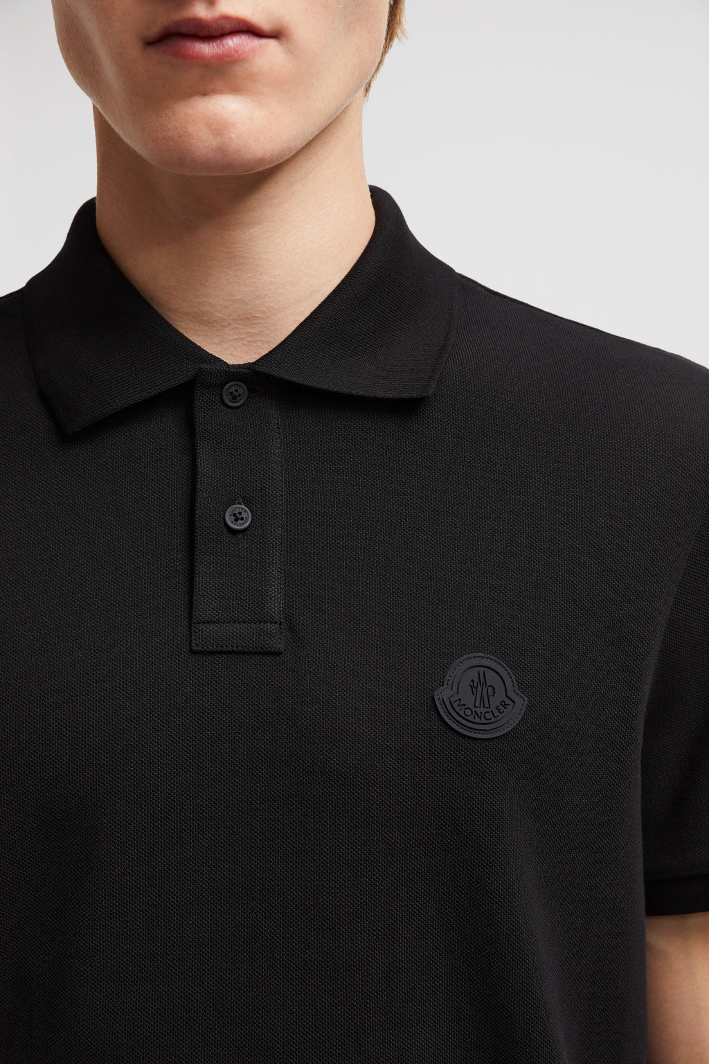 Moncler polo, black cotton polo, luxury men's polo, designer polo, Autumn-Winter 2024 fashion