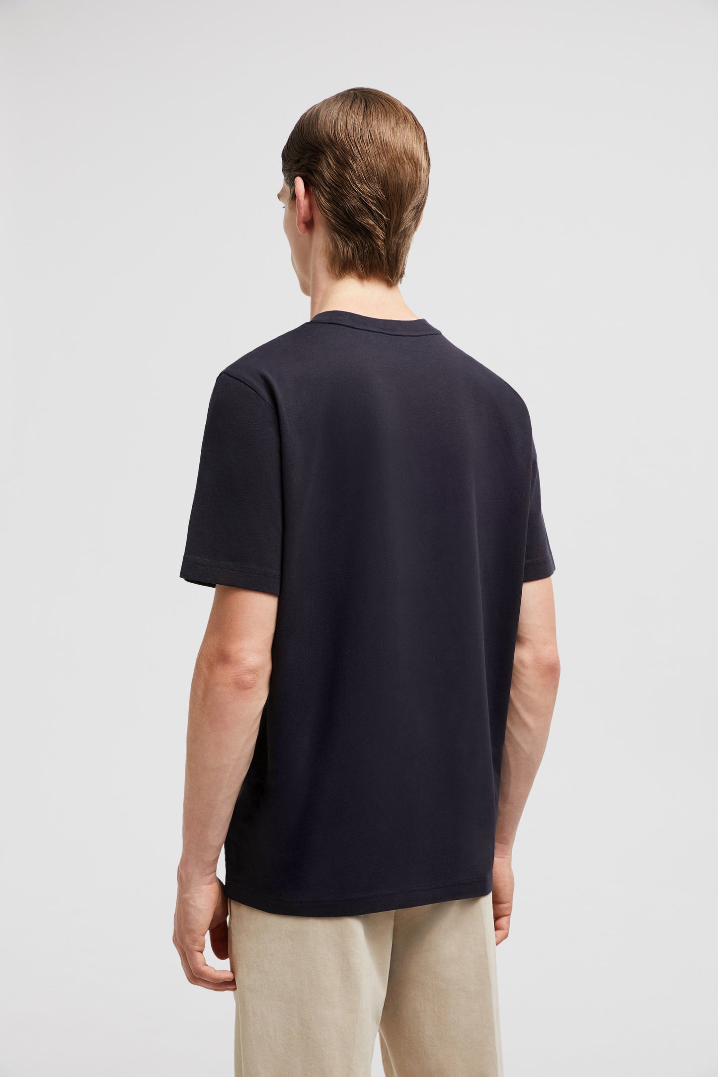 Moncler T-shirt, navy blue logo T-shirt, luxury cotton T-shirt, Autumn-Winter 2024, high-end fashion