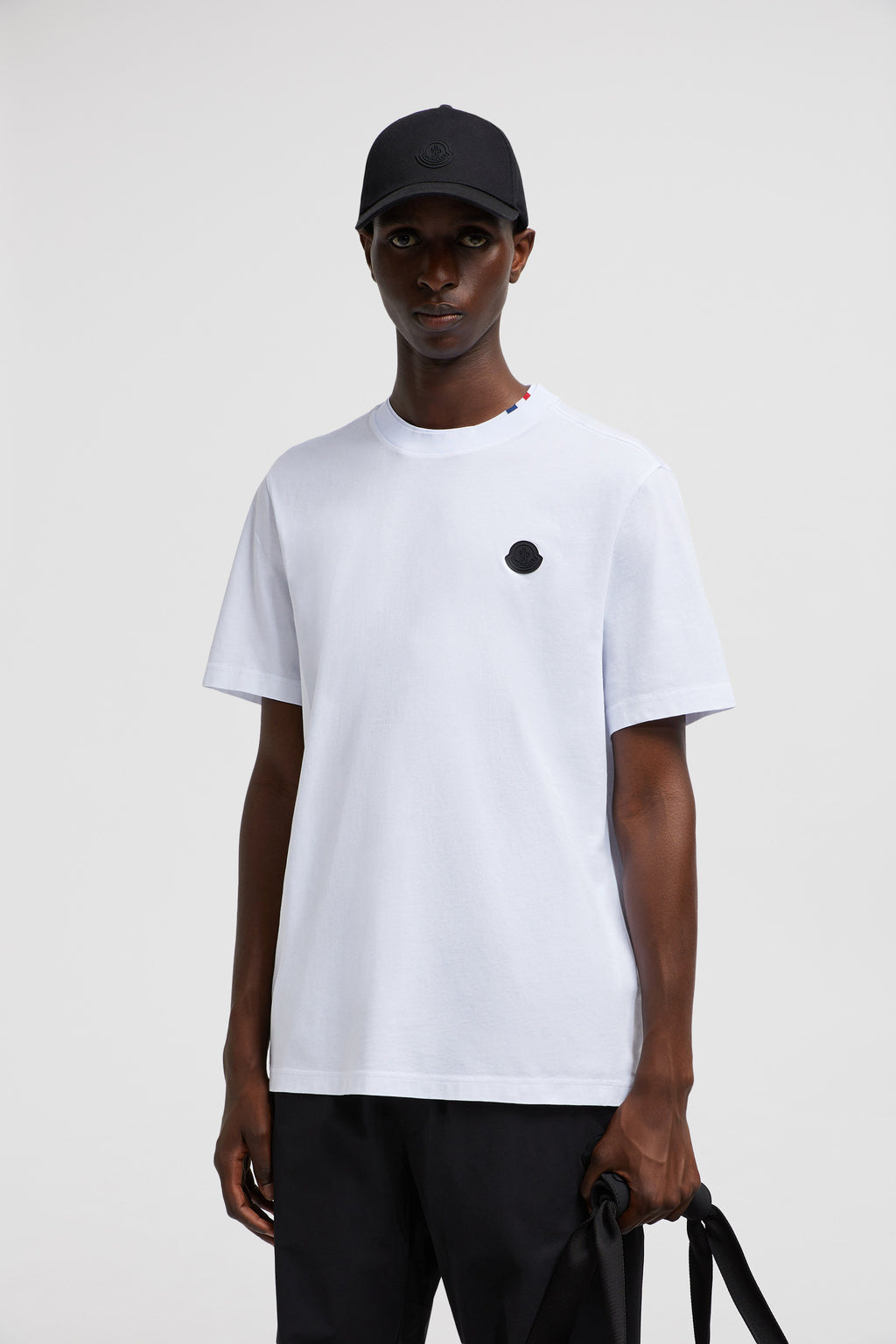 Moncler, logo T-shirt, white T-shirt, cotton T-shirt, designer T-shirt