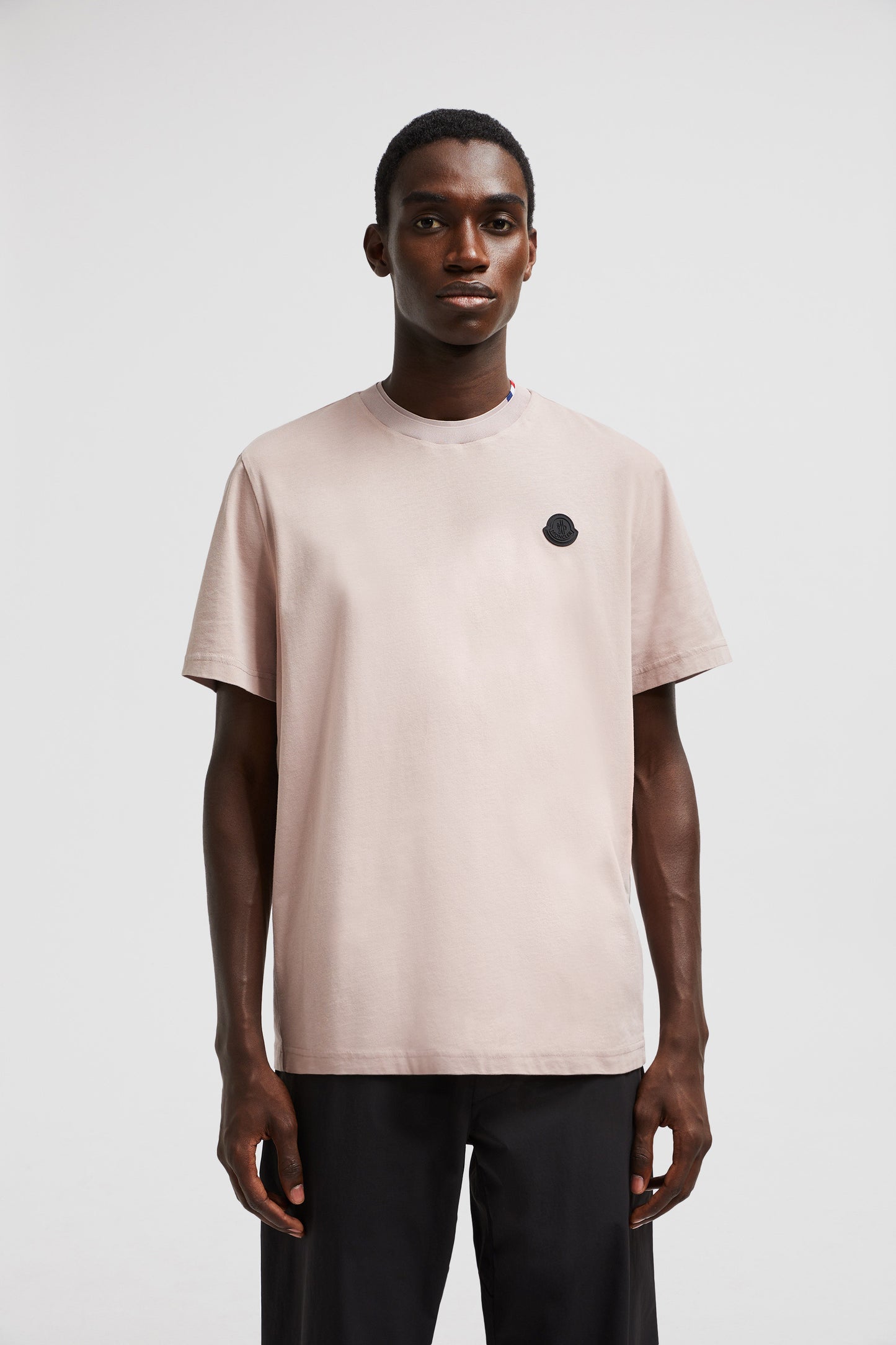 Moncler T-shirt, powder pink T-shirt, logo T-shirt, luxury casual wear, Moncler Autumn-Winter 2024