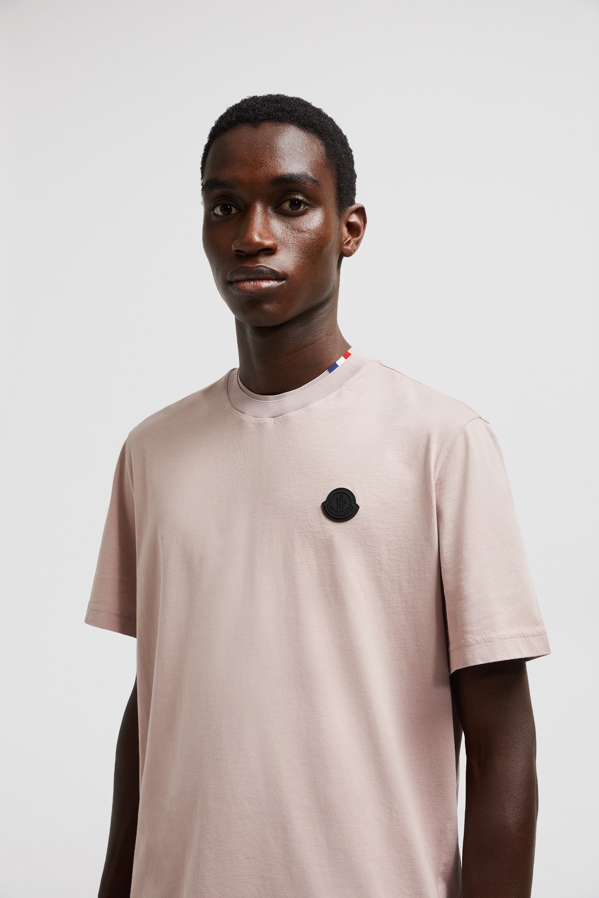 Moncler T-shirt, powder pink T-shirt, logo T-shirt, luxury casual wear, Moncler Autumn-Winter 2024