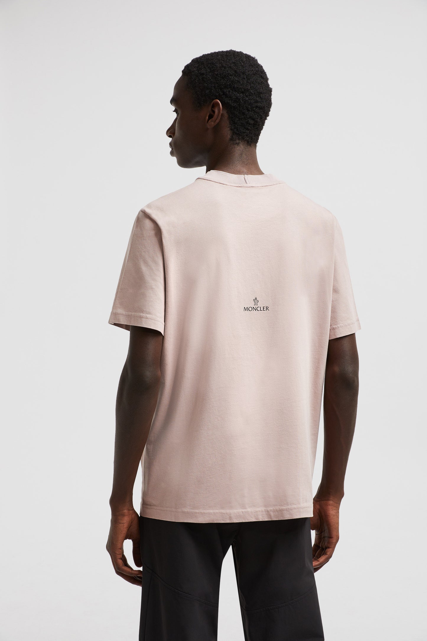 Moncler T-shirt, powder pink T-shirt, logo T-shirt, luxury casual wear, Moncler Autumn-Winter 2024