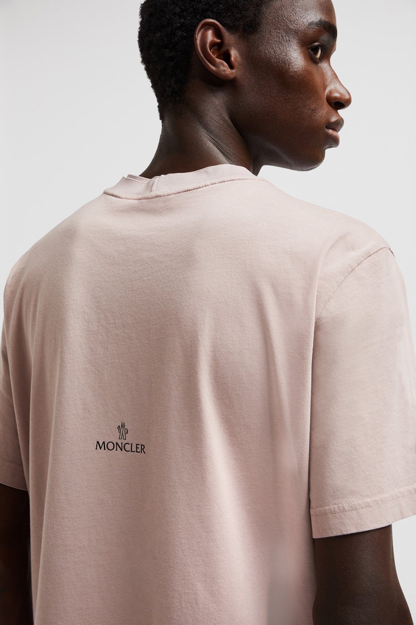 Moncler T-shirt, powder pink T-shirt, logo T-shirt, luxury casual wear, Moncler Autumn-Winter 2024