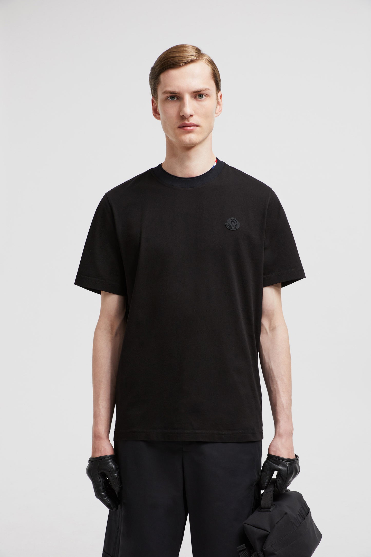 Moncler T-shirt, Black Logo T-shirt, Luxury Cotton T-shirt, Autumn-Winter 2024, Designer T-shirt