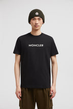 Moncler T-shirt, black logo shirt, organic cotton, luxury menswear, 2024 collection