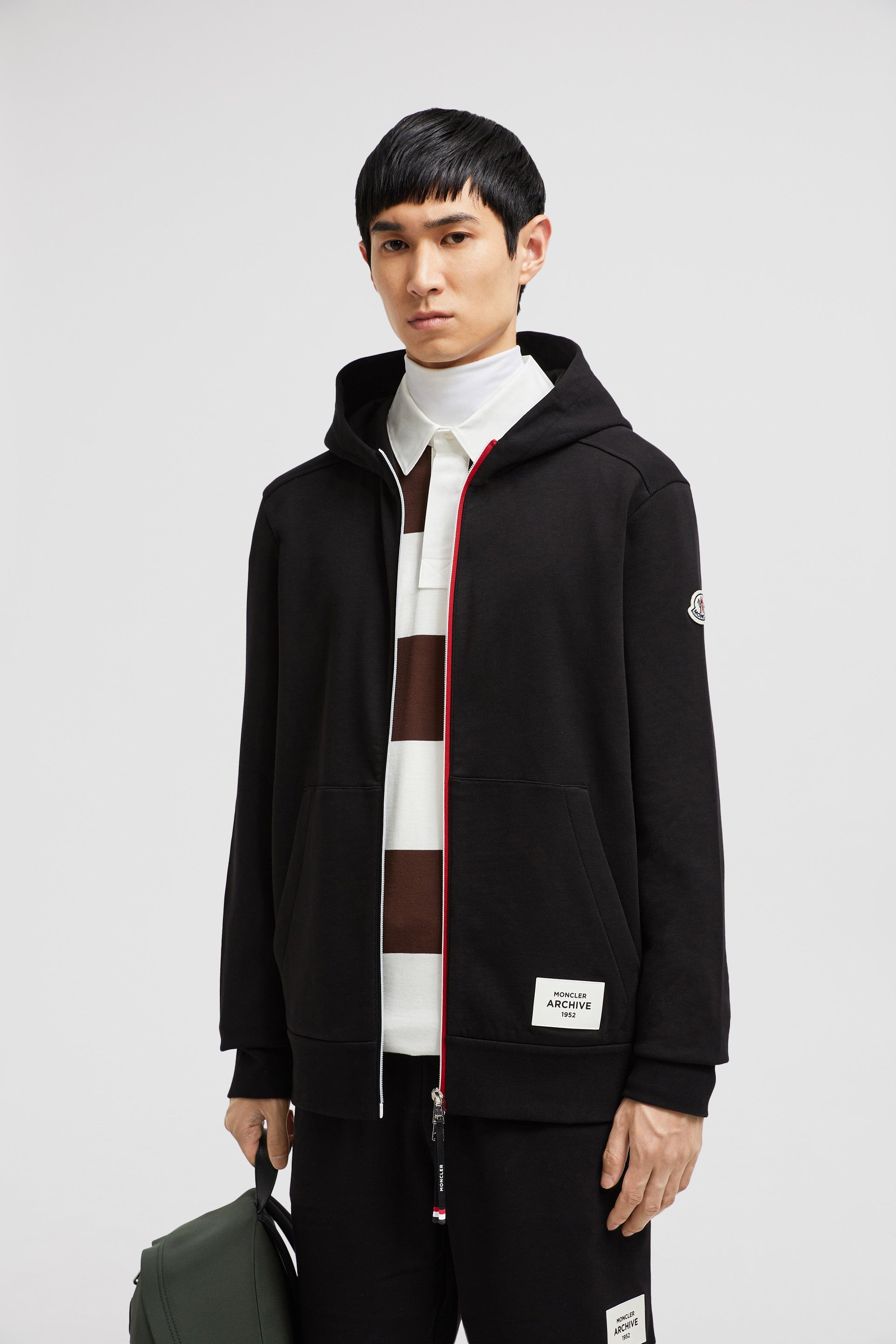 luxury hoodie, black zip-up hoodie, Moncler hoodie, designer hoodie, Autumn-Winter 2024 collection