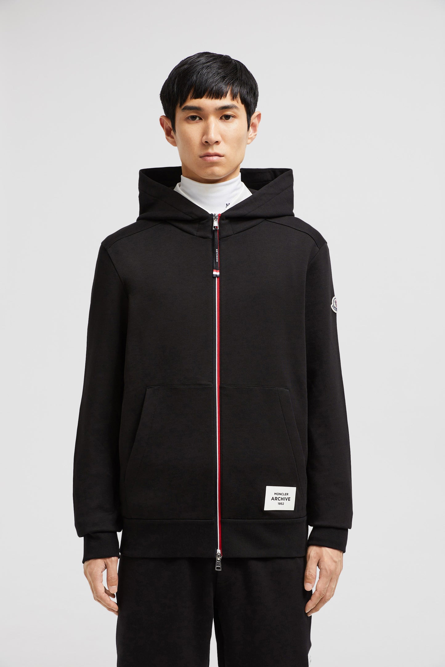 luxury hoodie, black zip-up hoodie, Moncler hoodie, designer hoodie, Autumn-Winter 2024 collection