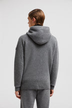 luxury cardigan, wool cashmere blend, zipped cardigan, grey cardigan, Moncler collection