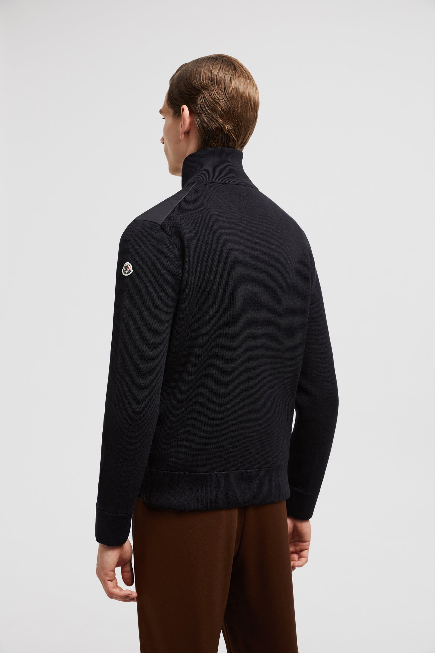 Moncler jacket, black bi-material jacket, luxury men's jacket, Autumn-Winter 2024, nylon wool jacket