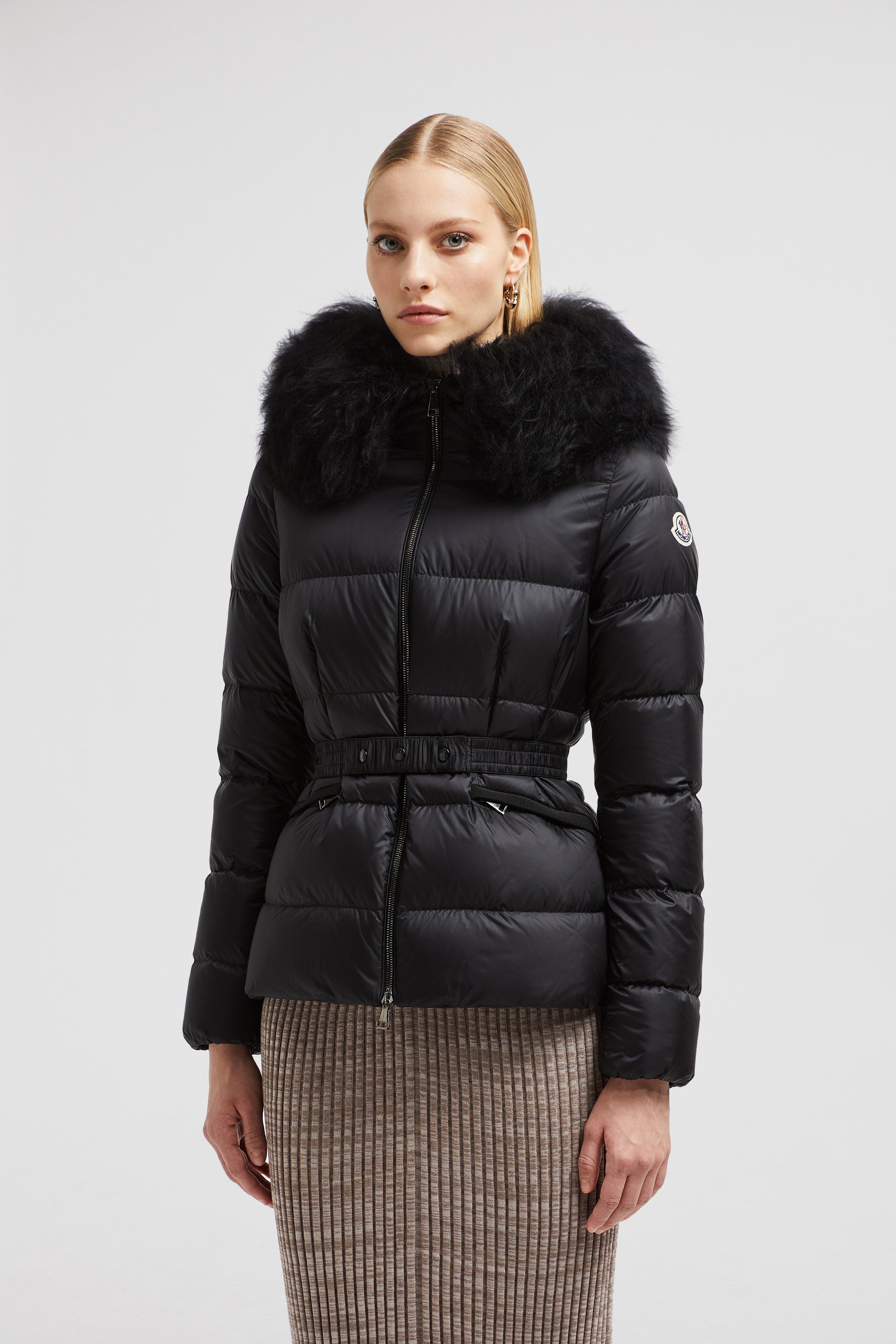 Down jacket, Luxury winter wear, Moncler, Black nylon jacket, High-collar jacket