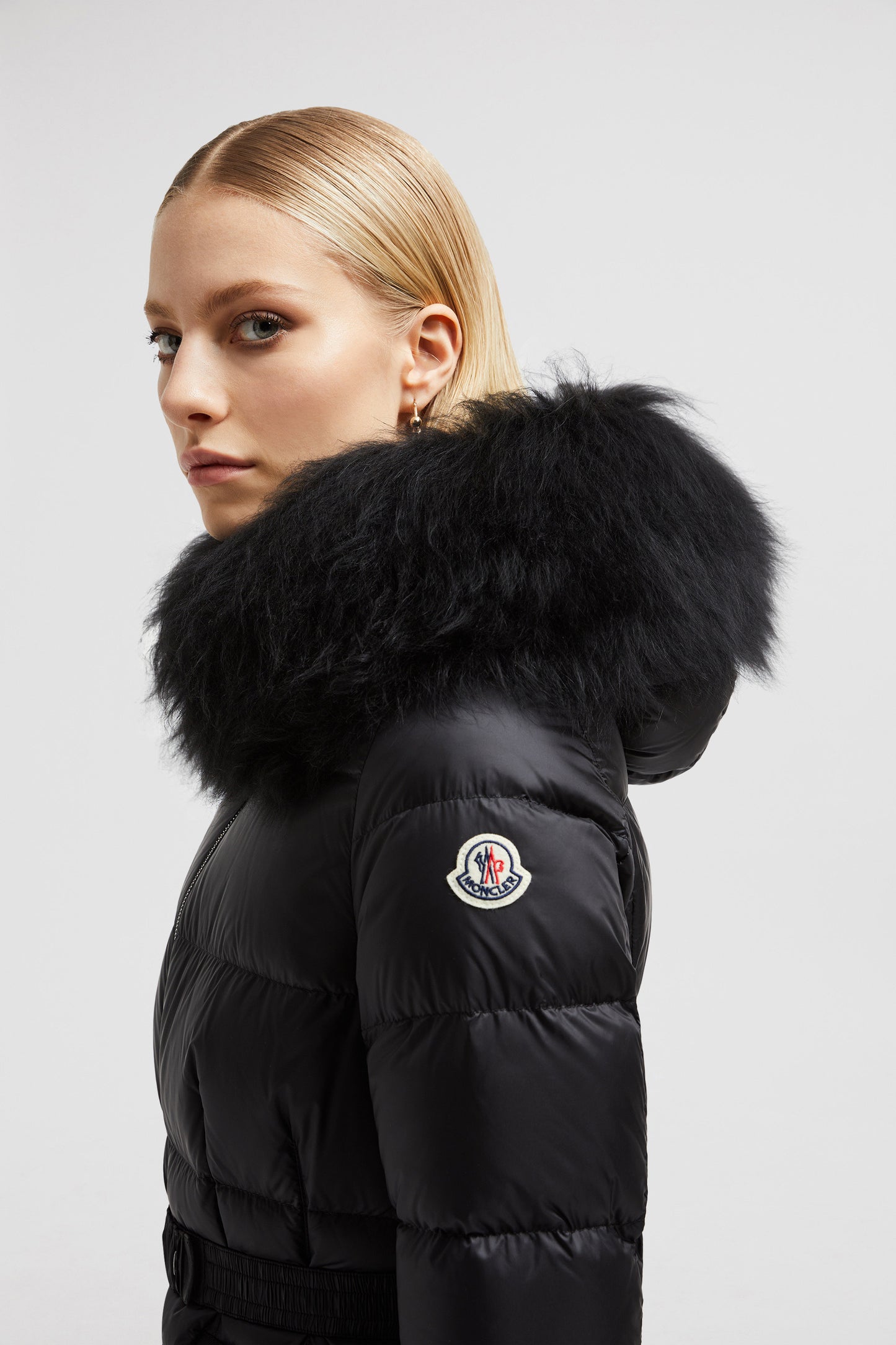 Down jacket, Luxury winter wear, Moncler, Black nylon jacket, High-collar jacket