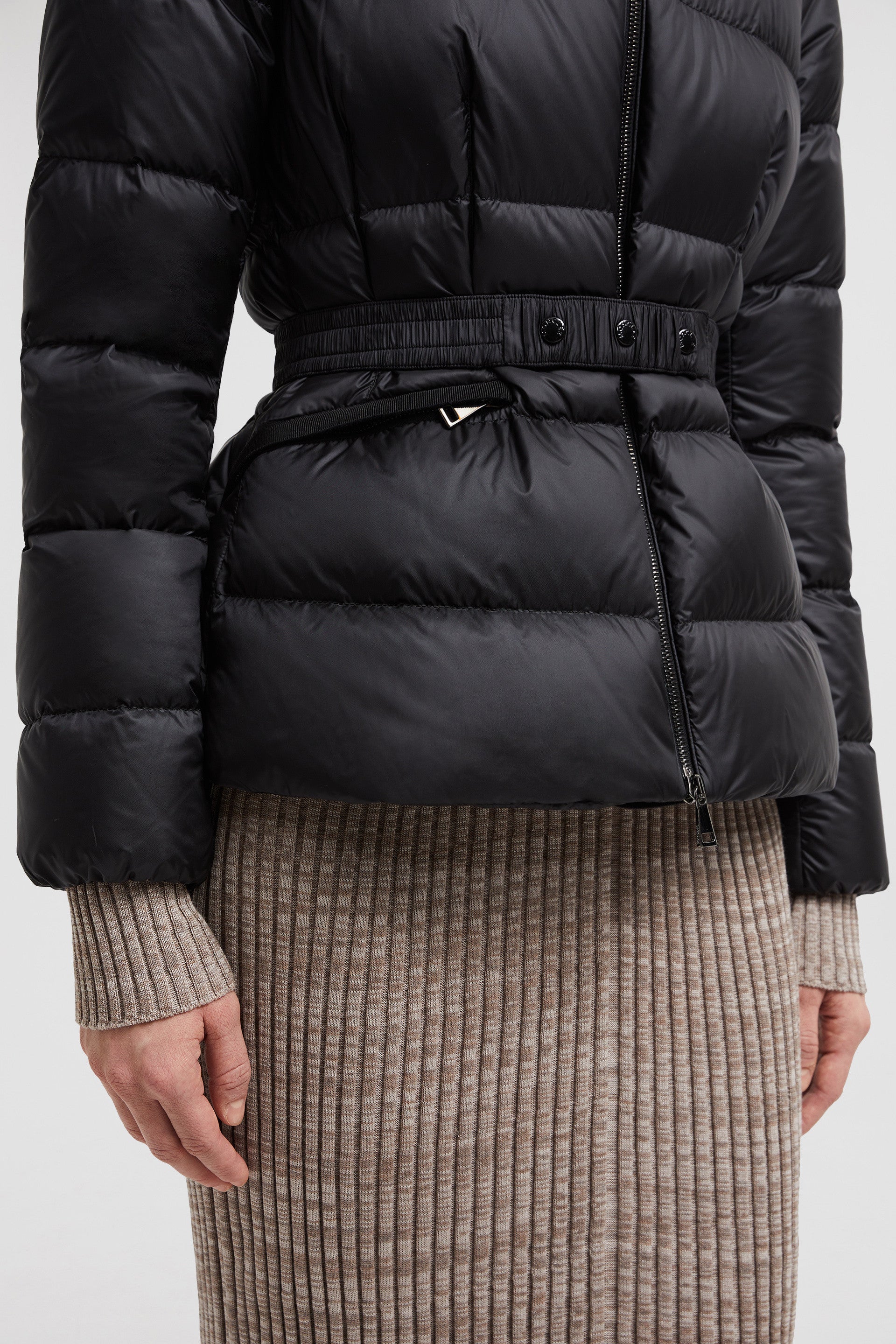 Down jacket, Luxury winter wear, Moncler, Black nylon jacket, High-collar jacket