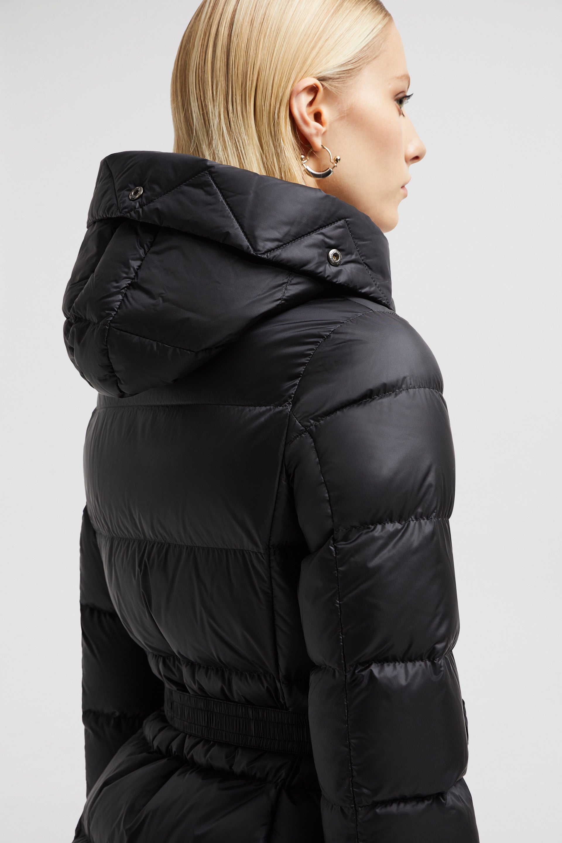 Down jacket, Luxury winter wear, Moncler, Black nylon jacket, High-collar jacket