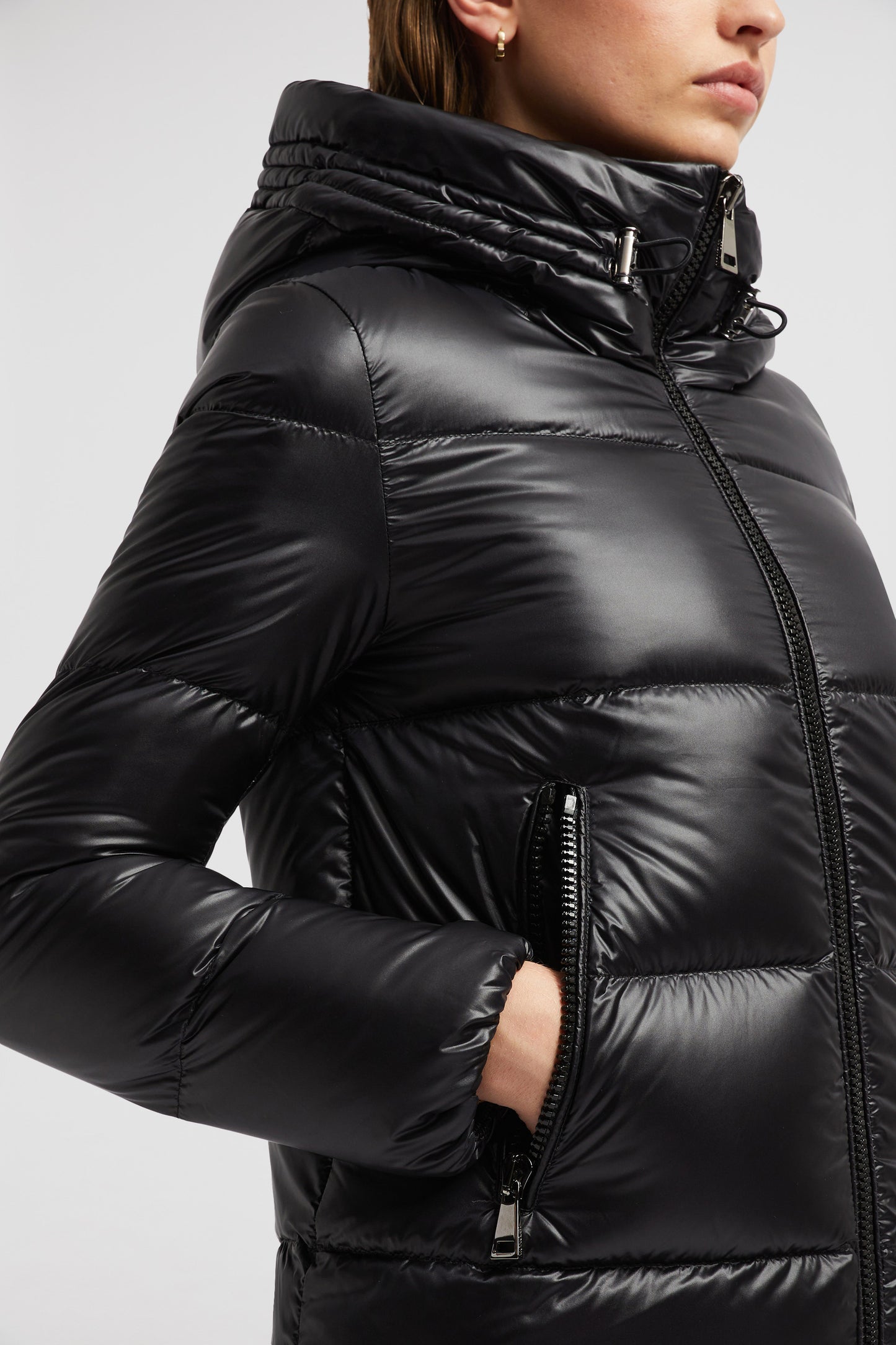 quilted jacket, nylon jacket, black jacket, autumn winter 2024, women's outerwear