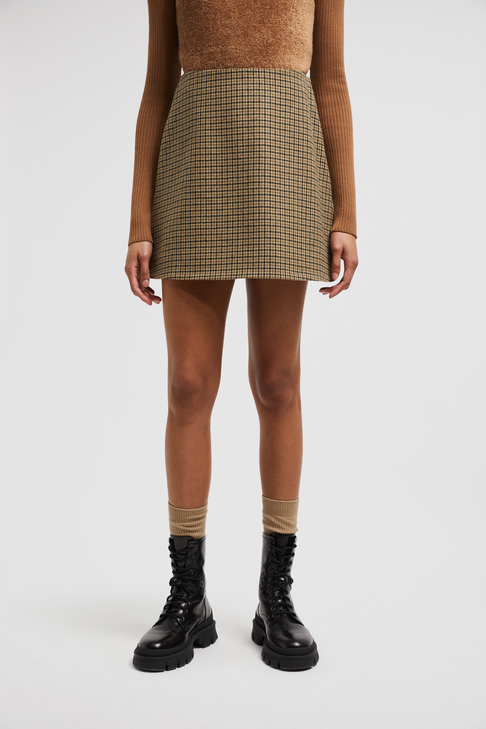 Moncler, wool mini skirt, plaid skirt, luxury fashion, women's fashion