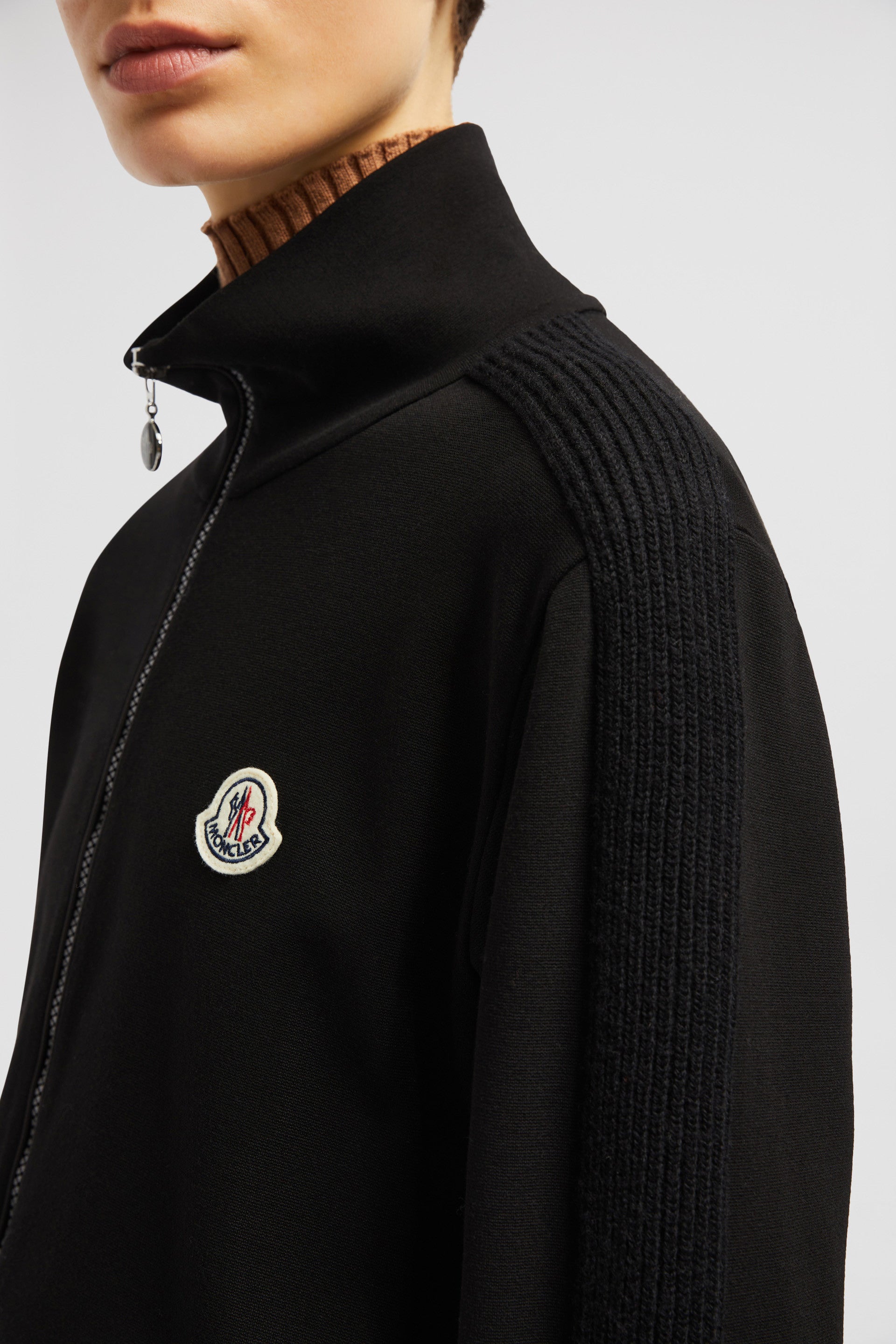 Luxury jacket, Black wool jacket, Moncler jacket, High-end outerwear, Fashion forward jacket