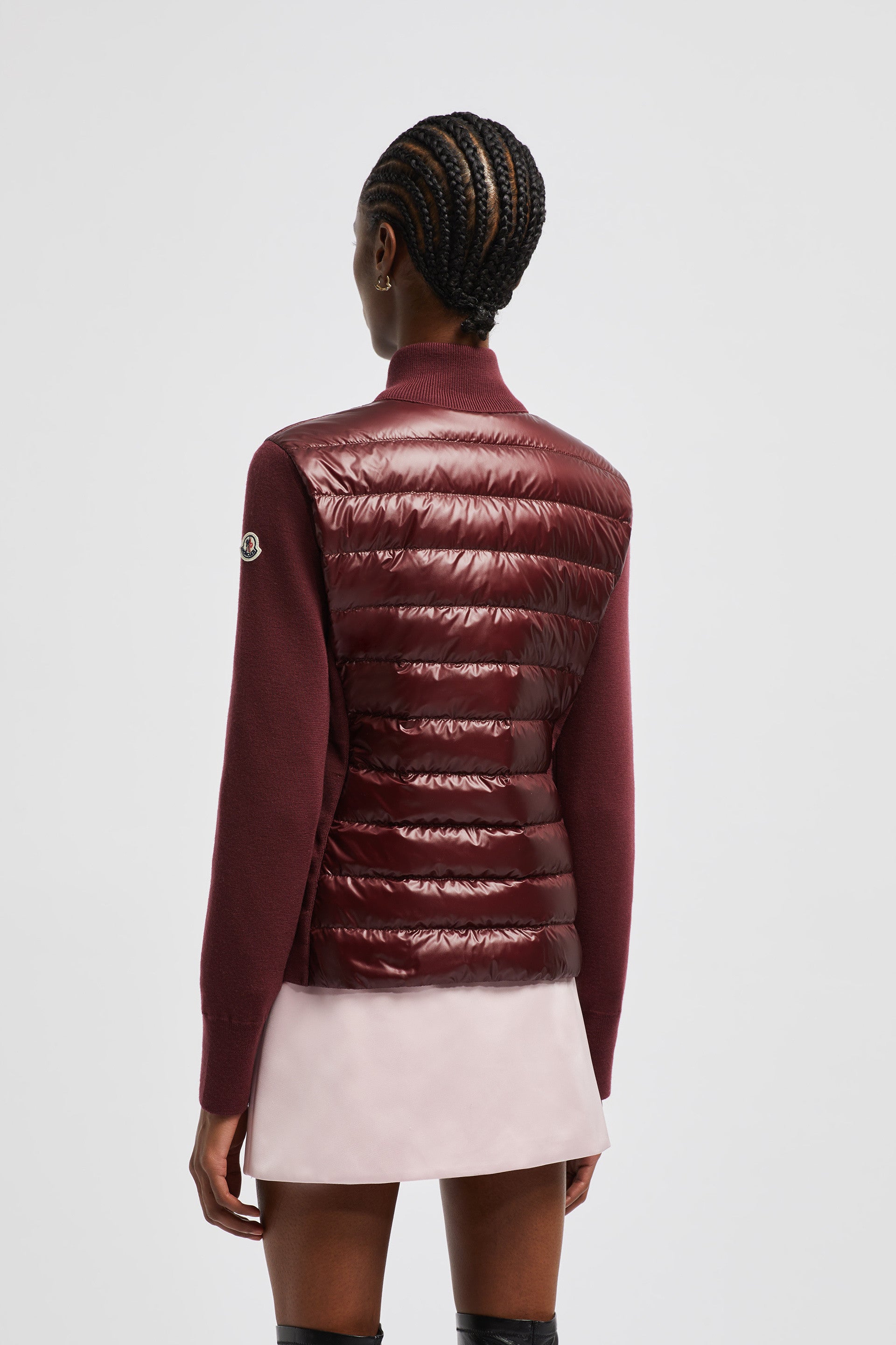 burgundy jacket, quilted jacket, dual fabric jacket, Moncler jacket, Autumn-Winter 2024 jacket