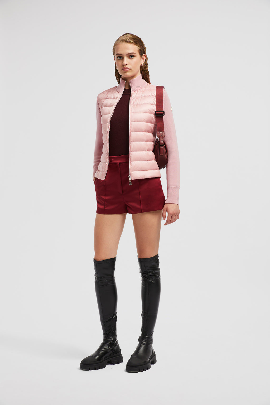 luxury quilted jacket, two-tone jacket, Moncler Autumn-Winter, high collar jacket, insulated outerwear