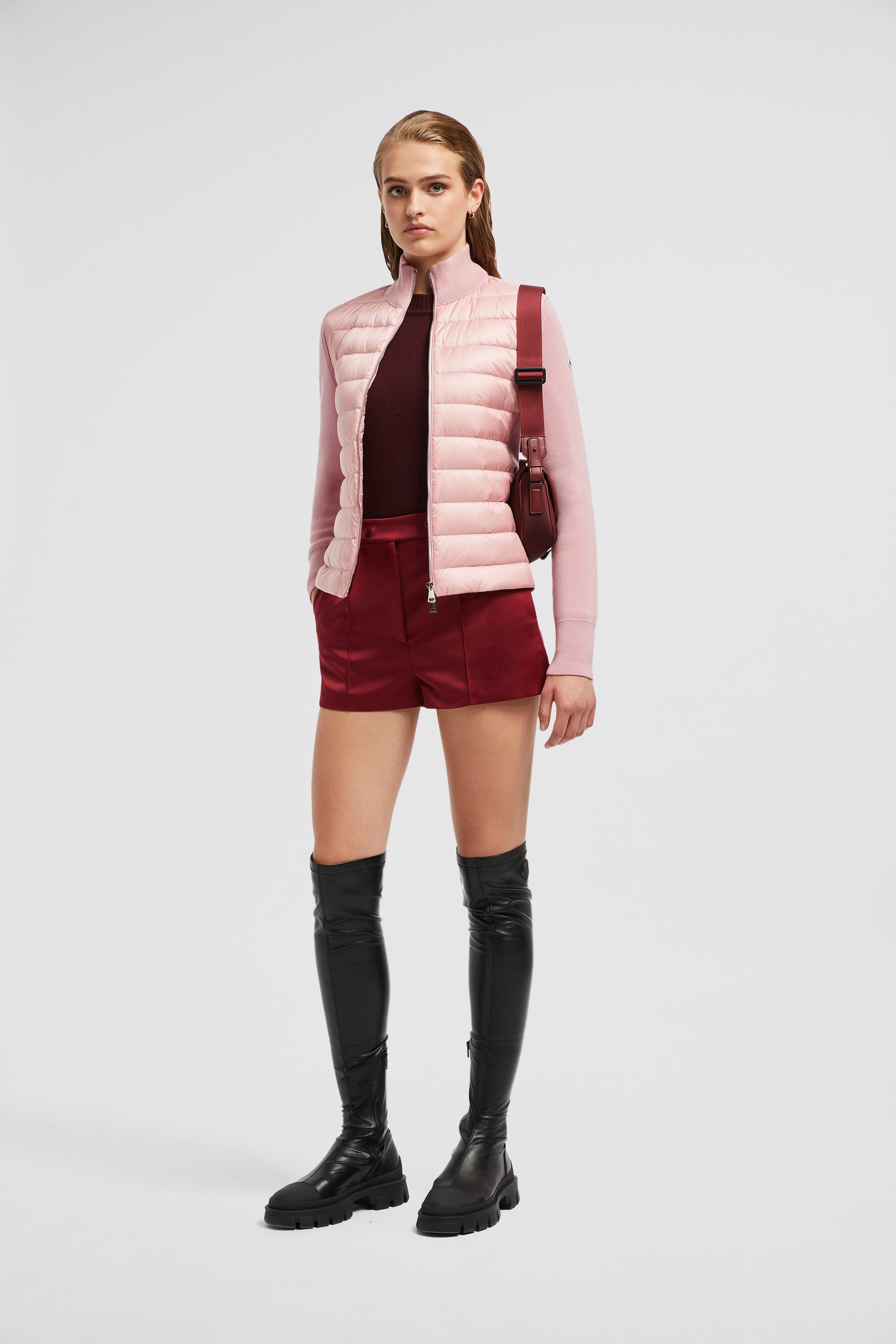 luxury quilted jacket, two-tone jacket, Moncler Autumn-Winter, high collar jacket, insulated outerwear