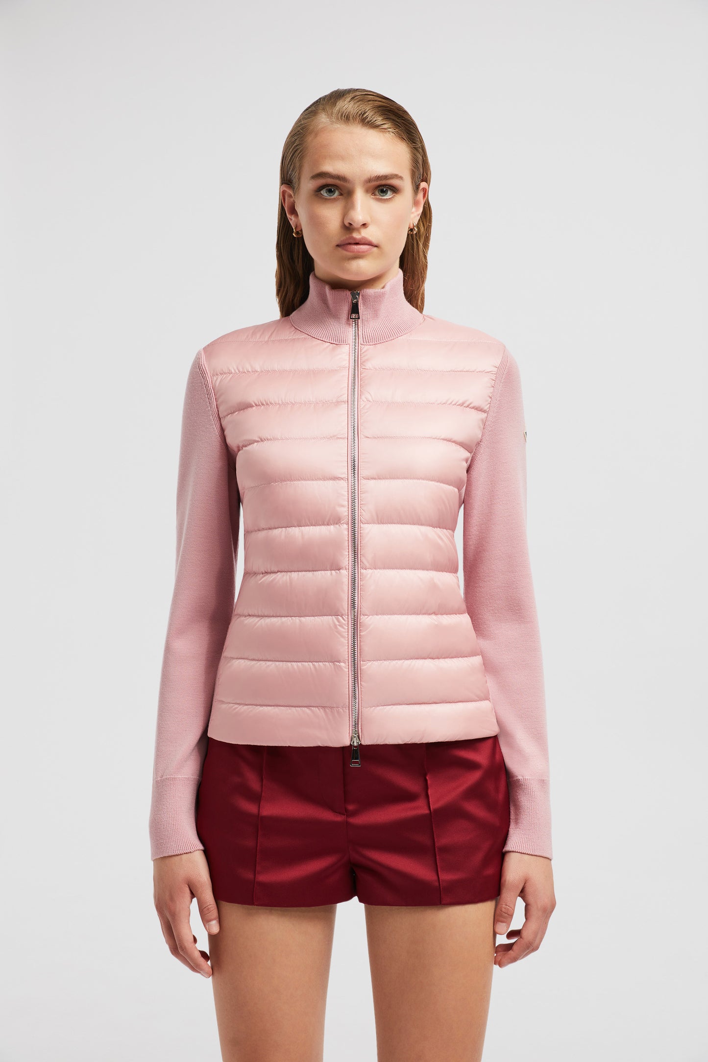 luxury quilted jacket, two-tone jacket, Moncler Autumn-Winter, high collar jacket, insulated outerwear