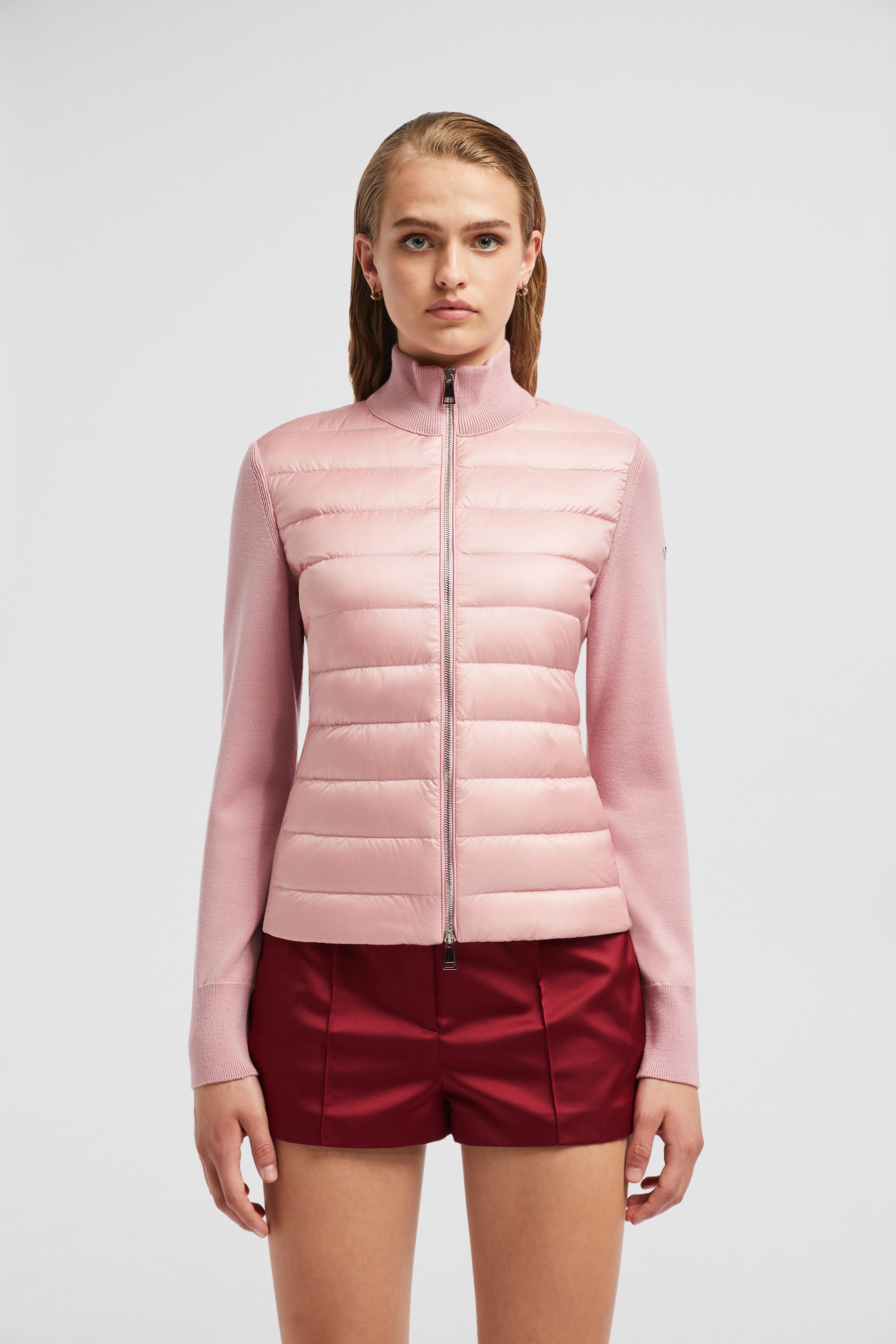 luxury quilted jacket, two-tone jacket, Moncler Autumn-Winter, high collar jacket, insulated outerwear