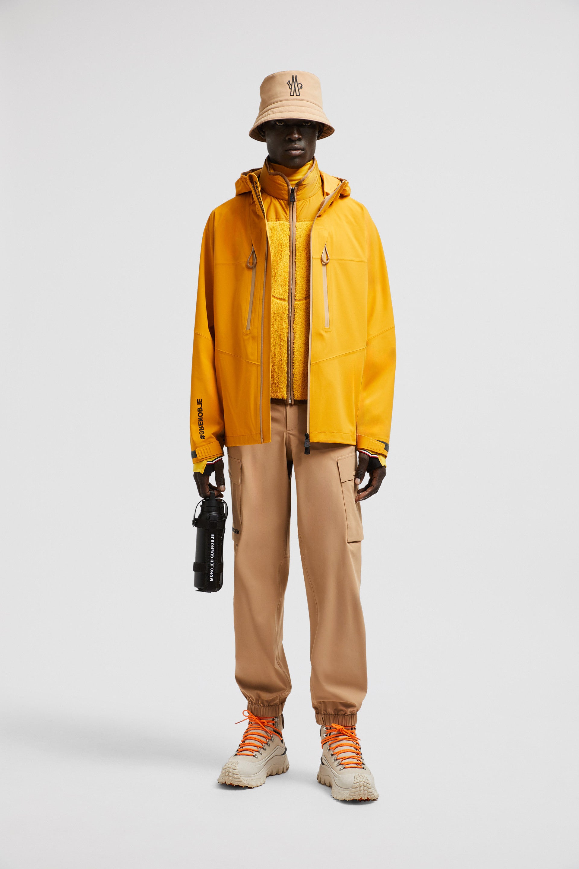 Moncler Grenoble jacket, yellow nylon jacket, high-neck jacket, Autumn-Winter 2024, luxury men's jacket