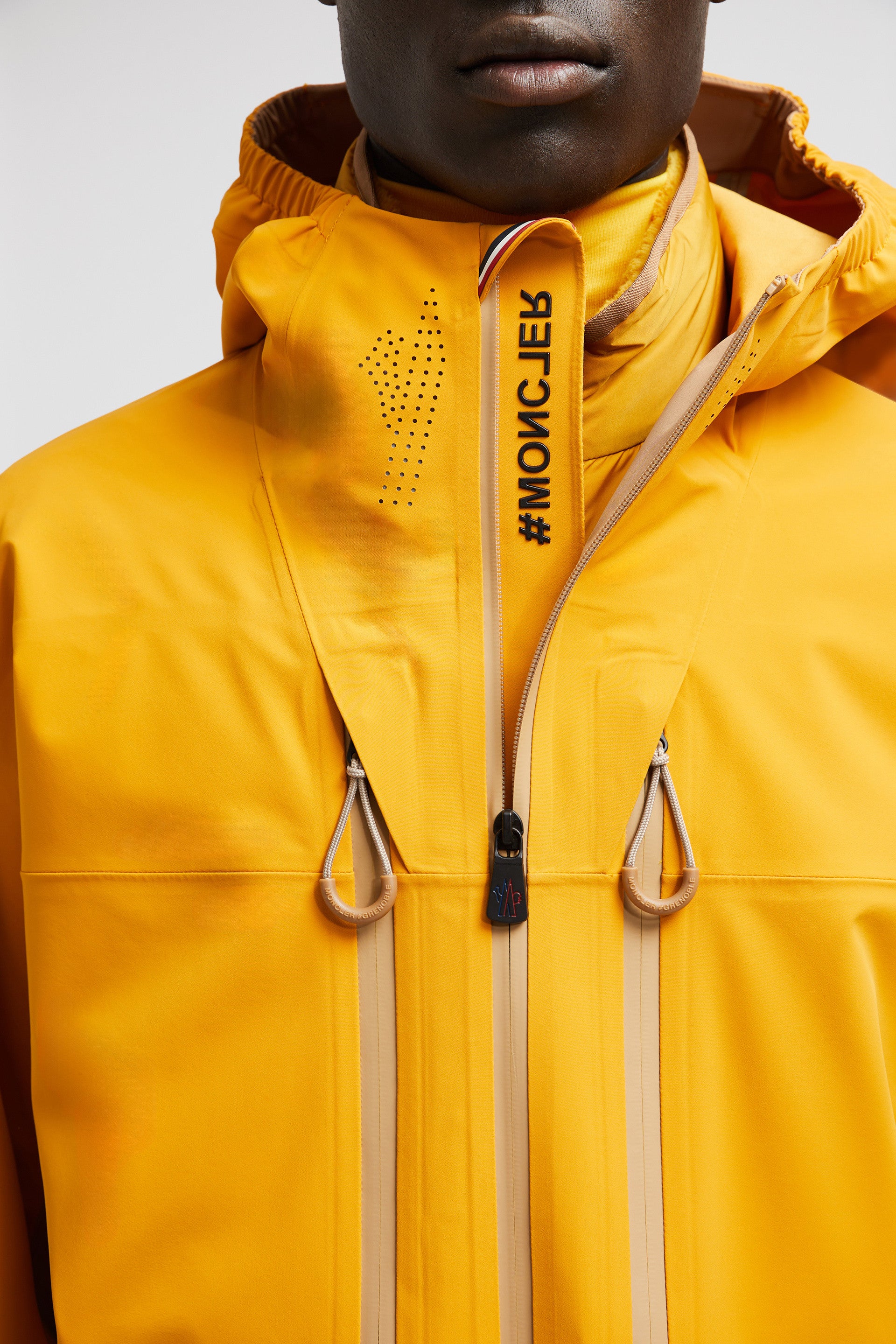 Moncler Grenoble jacket, yellow nylon jacket, high-neck jacket, Autumn-Winter 2024, luxury men's jacket