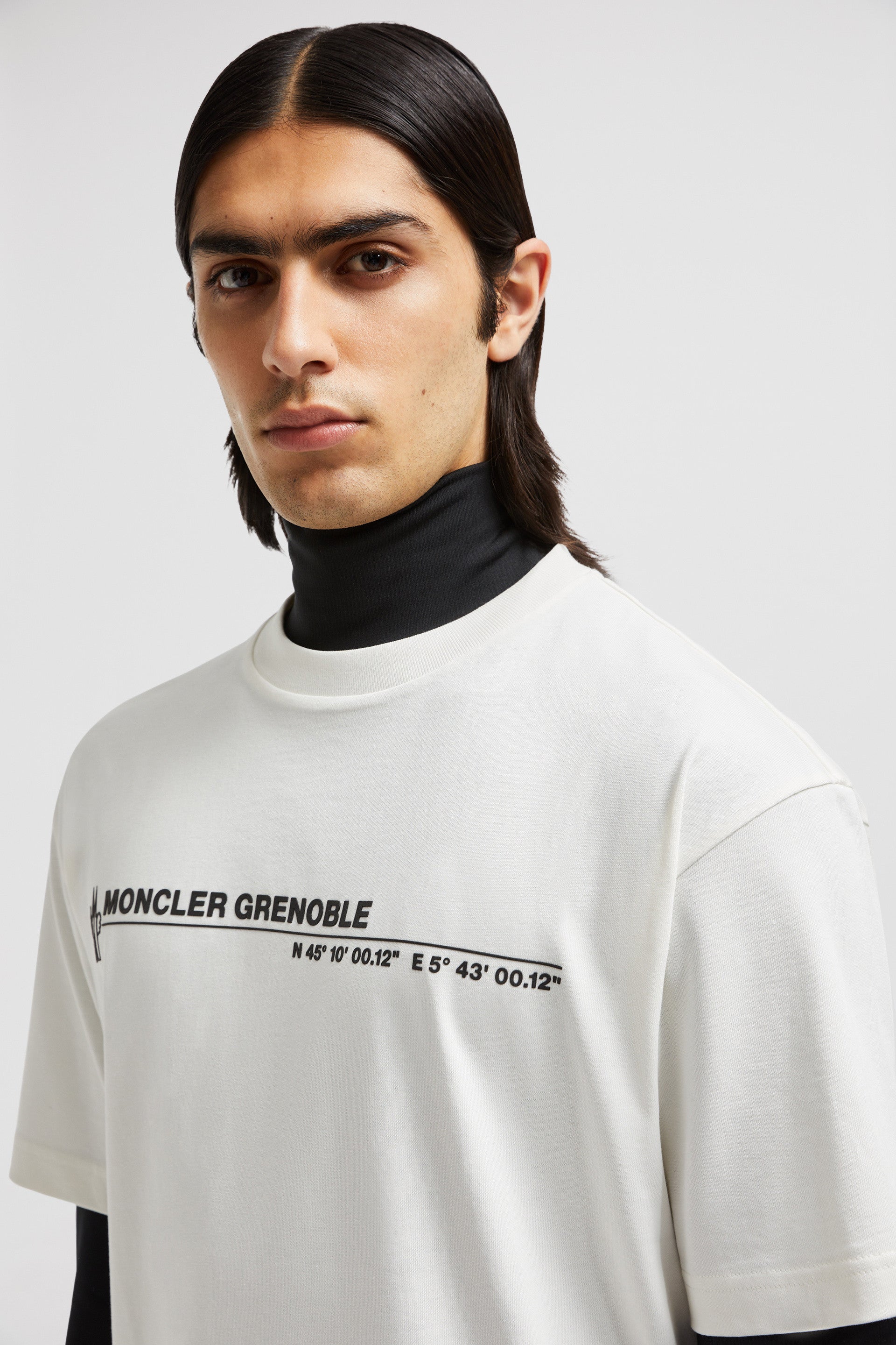 Moncler Grenoble T-shirt, White Printed T-shirt, Autumn-Winter 2024, Luxury Cotton T-shirt, High-end Fashion T-shirt