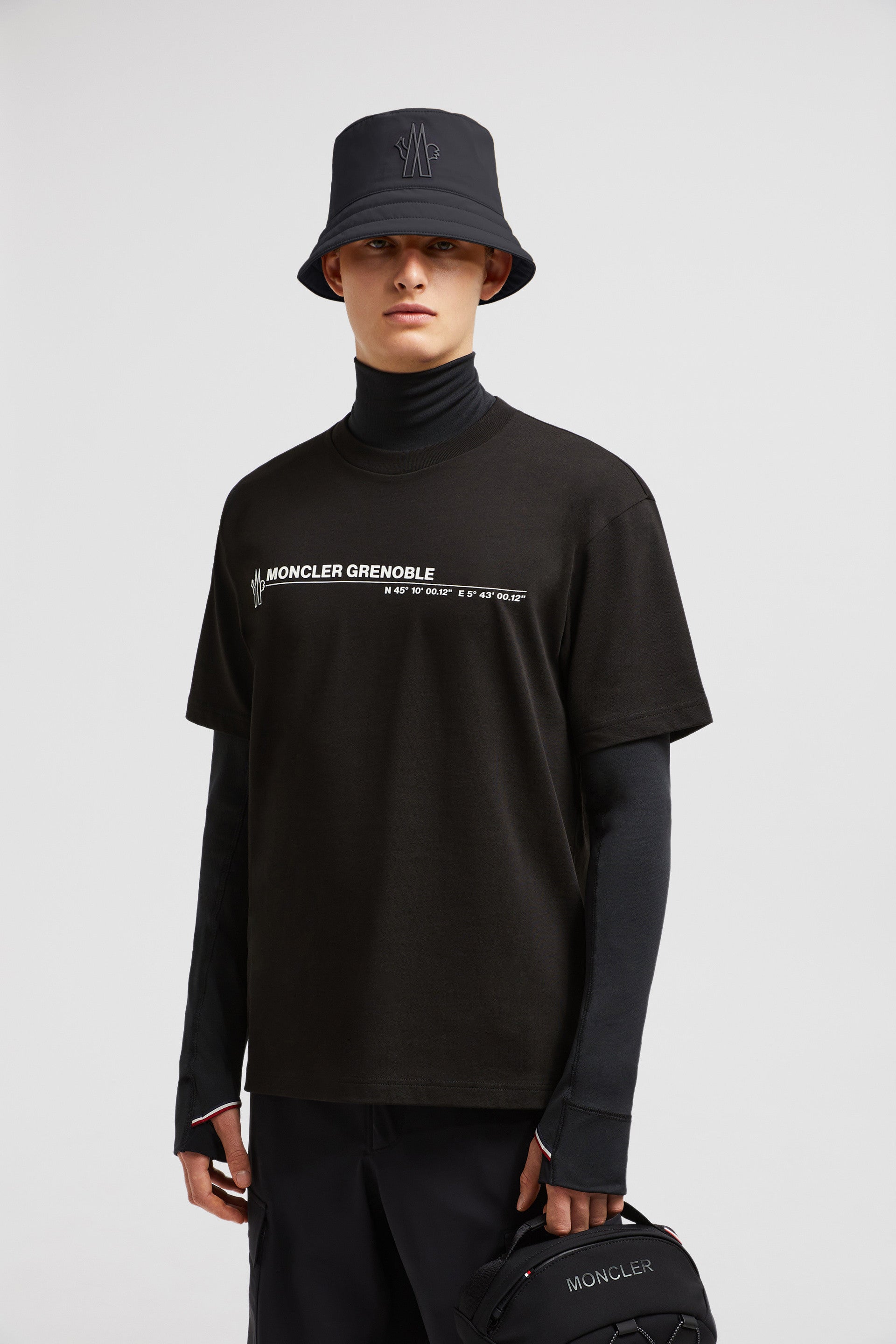 Moncler Grenoble T-shirt, black printed T-shirt, luxury casual wear, Autumn-Winter 2024, designer T-shirt