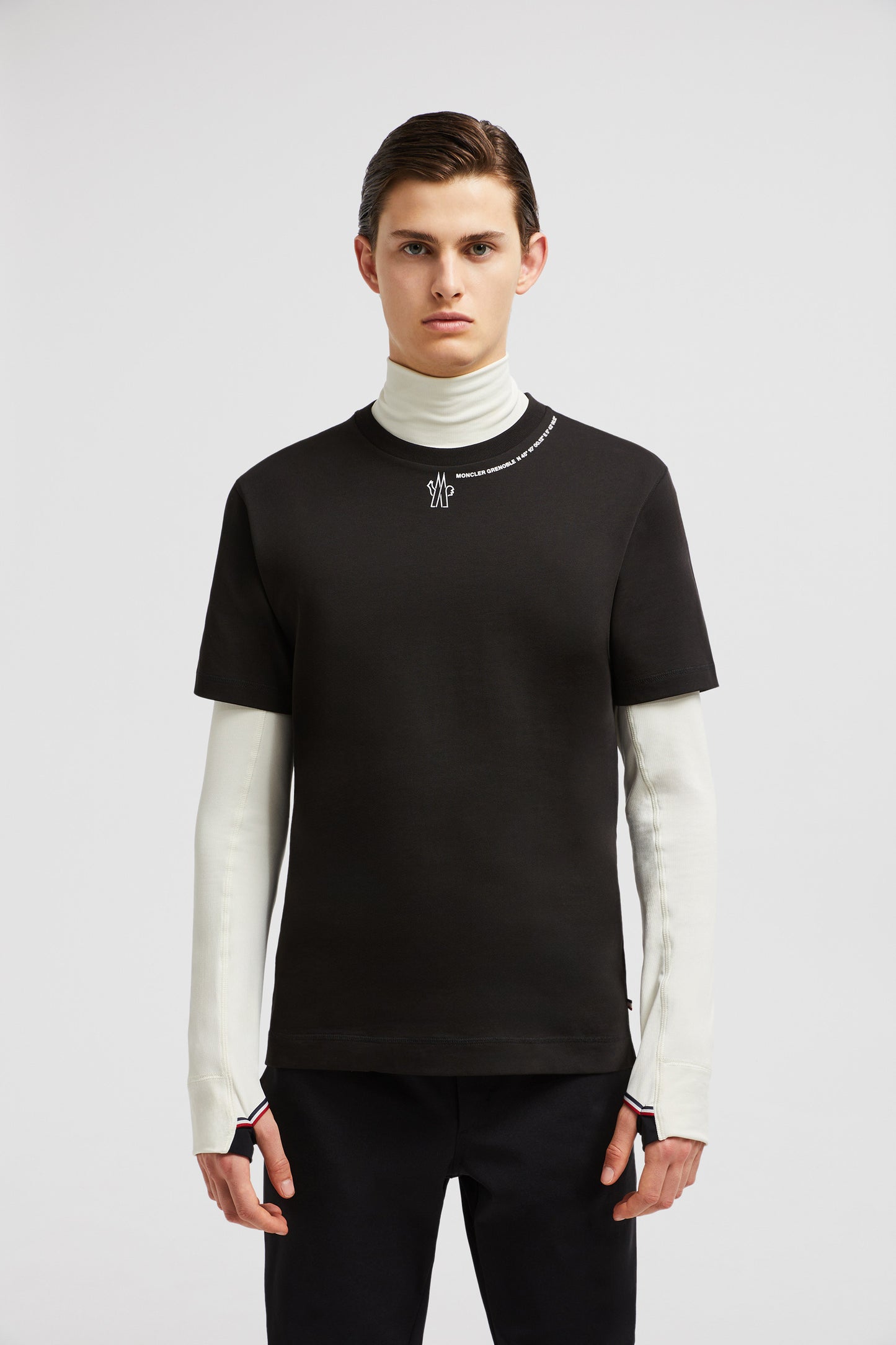 Moncler Grenoble T-shirt, Autumn-Winter 2024, black graphic tee, luxury cotton T-shirt, designer casual wear