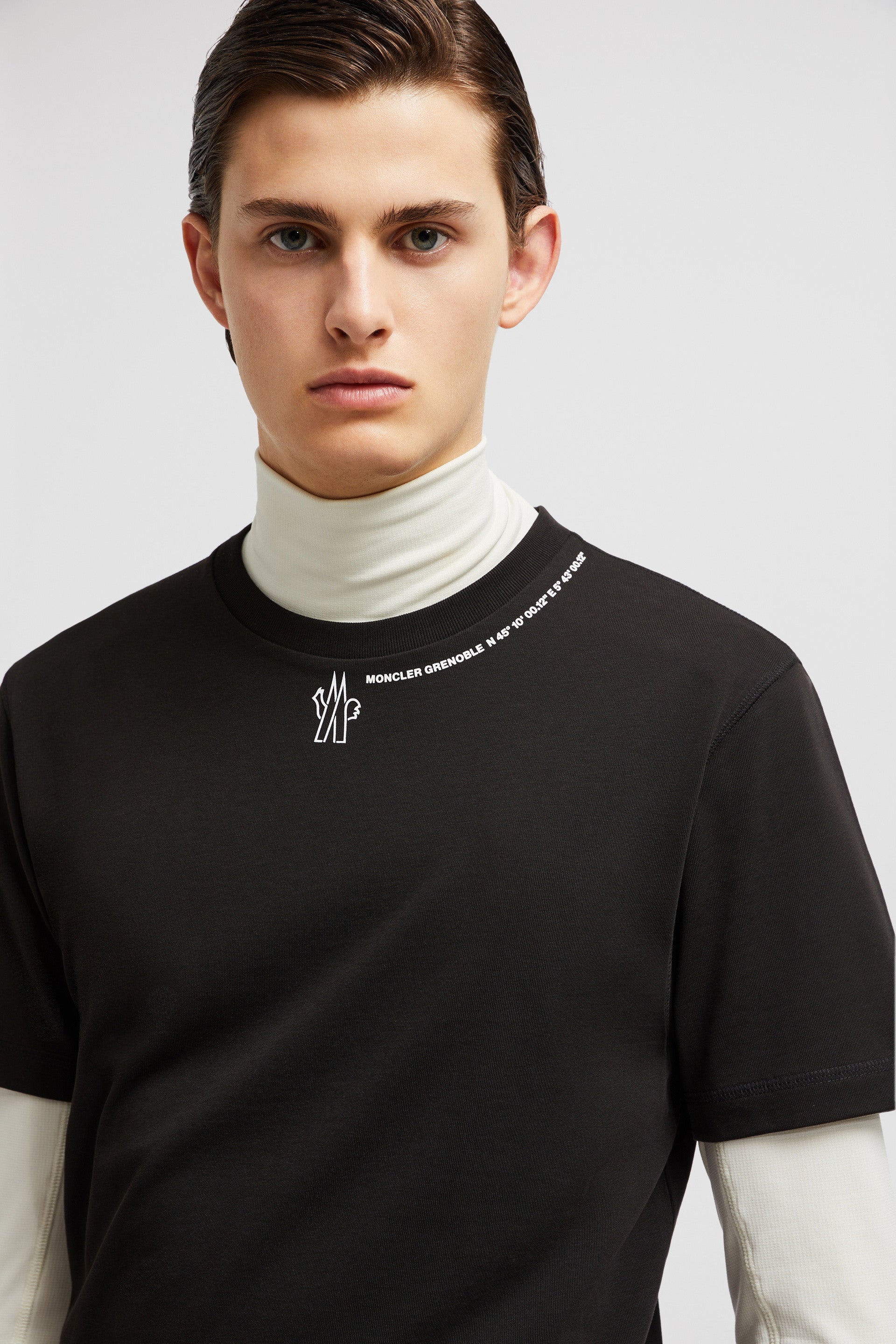 Moncler Grenoble T-shirt, Autumn-Winter 2024, black graphic tee, luxury cotton T-shirt, designer casual wear