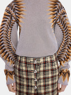 Image du pull lumineux imprimé Lurex par Rabanne pour femmes - Saison automne-hiver 2024 - Détail 8