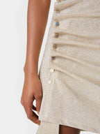 draped lurex dress, gold dress, Rabanne dress, Autumn-Winter 2024, metallic gold clothing