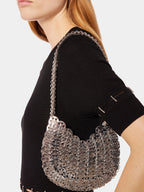 Iconic Moon Bag, Silver Bag, Rabanne Collection, Stylish Shoulder Bag, Fashion Forward Bag