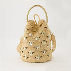raffia bag, Signature 1969, bucket bag, beige accessory, stylish handbag