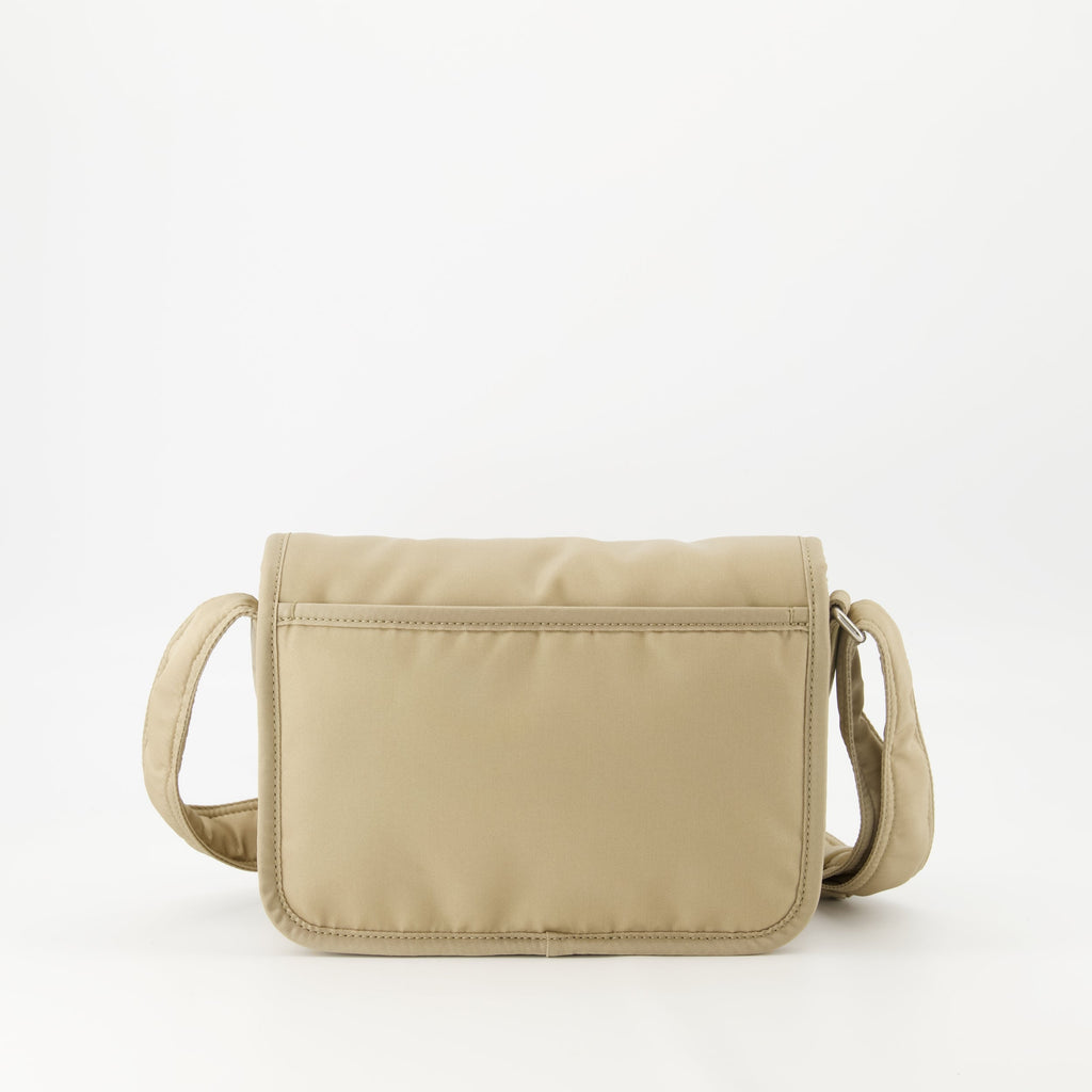 nylon bag, Saint Laurent, beige bag, adjustable strap bag, sustainable fashion