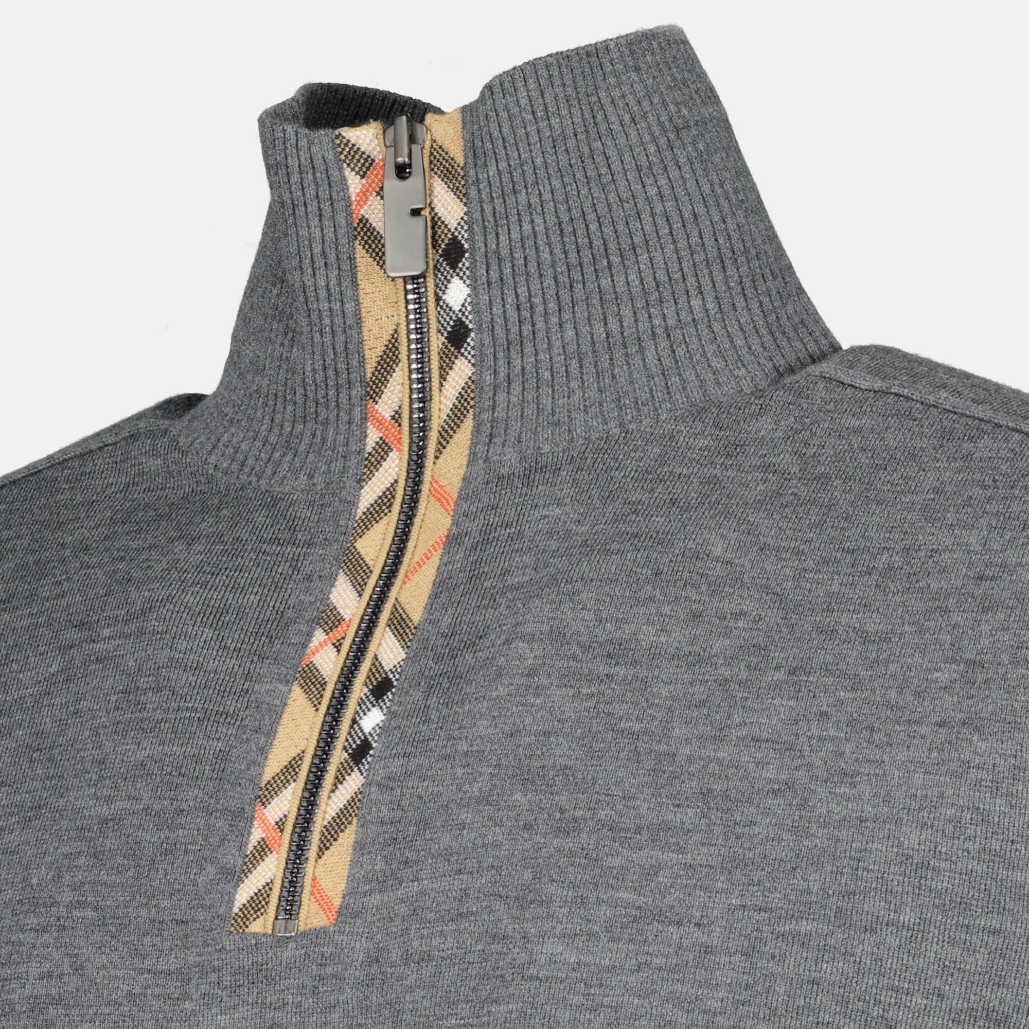Grey Wool Zip Sweater - Burberry - Men | WE IN STYLE