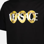 Versace T-shirt, maxi chain print, black T-shirt, logo shirt, cotton T-shirt